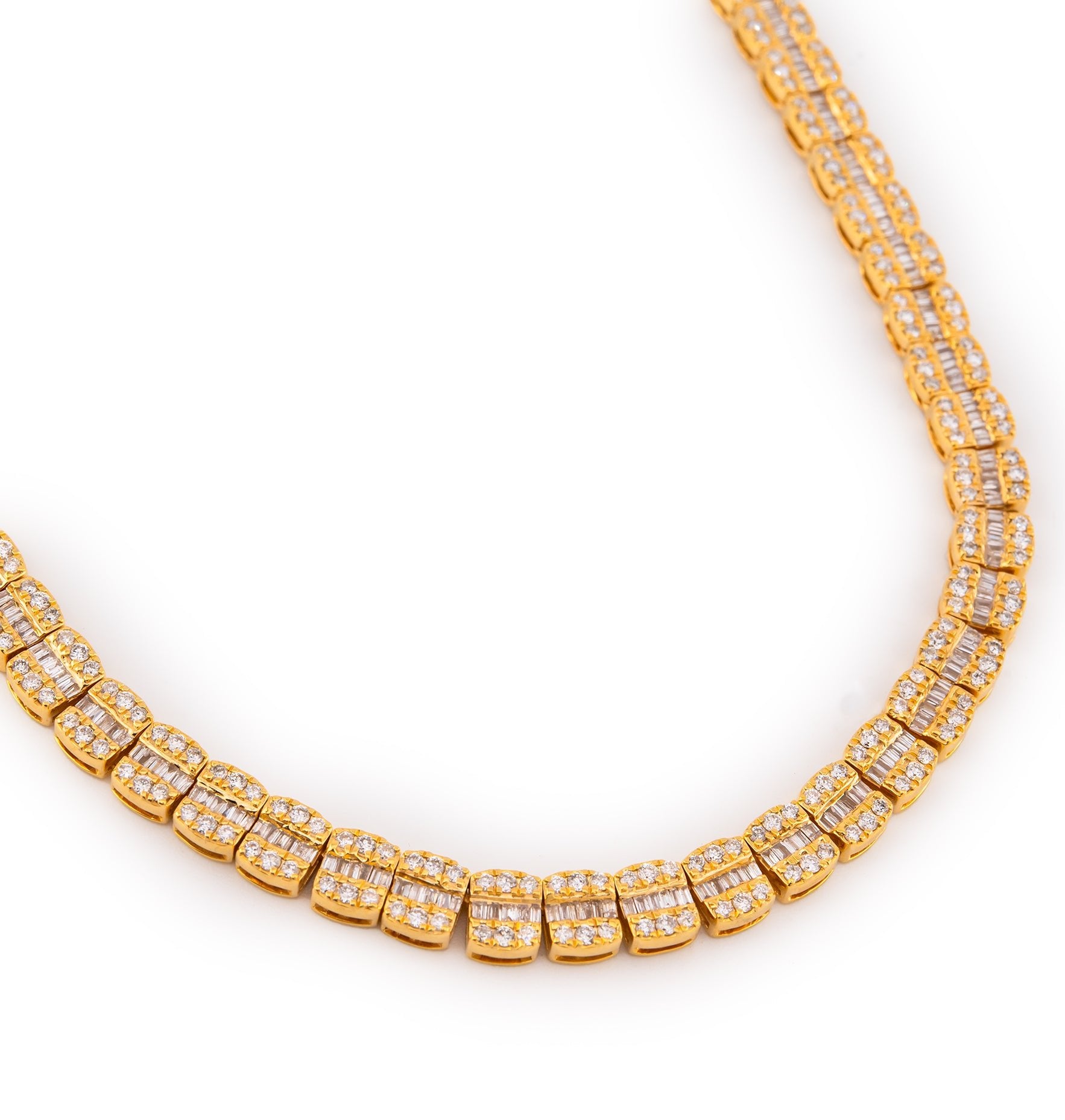 10K Yellow Gold 8.35 CTW Natural Diamond VS Baguette Tennis Chain 20'' Necklace - Elite Jewelers - Necklaces & Chains