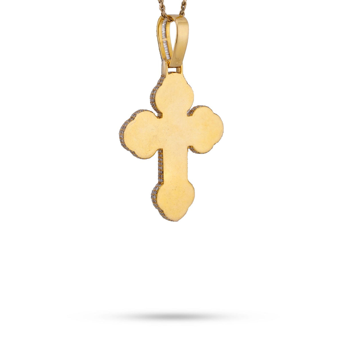 10K Yellow Gold 8.95CT Emerald Natural Diamond Budded Cross Pendant Men Charm - Elite Jewelers-Charms & Pendants