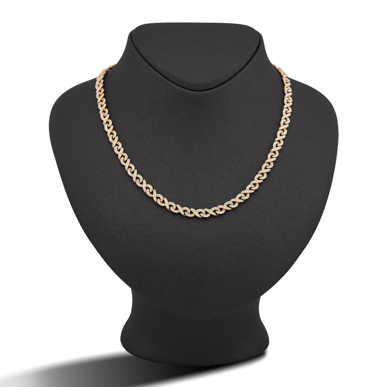10K Yellow Gold 8CT Natural Diamond Infinity Link 6MM Men Chain 24" Necklace - Elite Jewelers-Necklaces