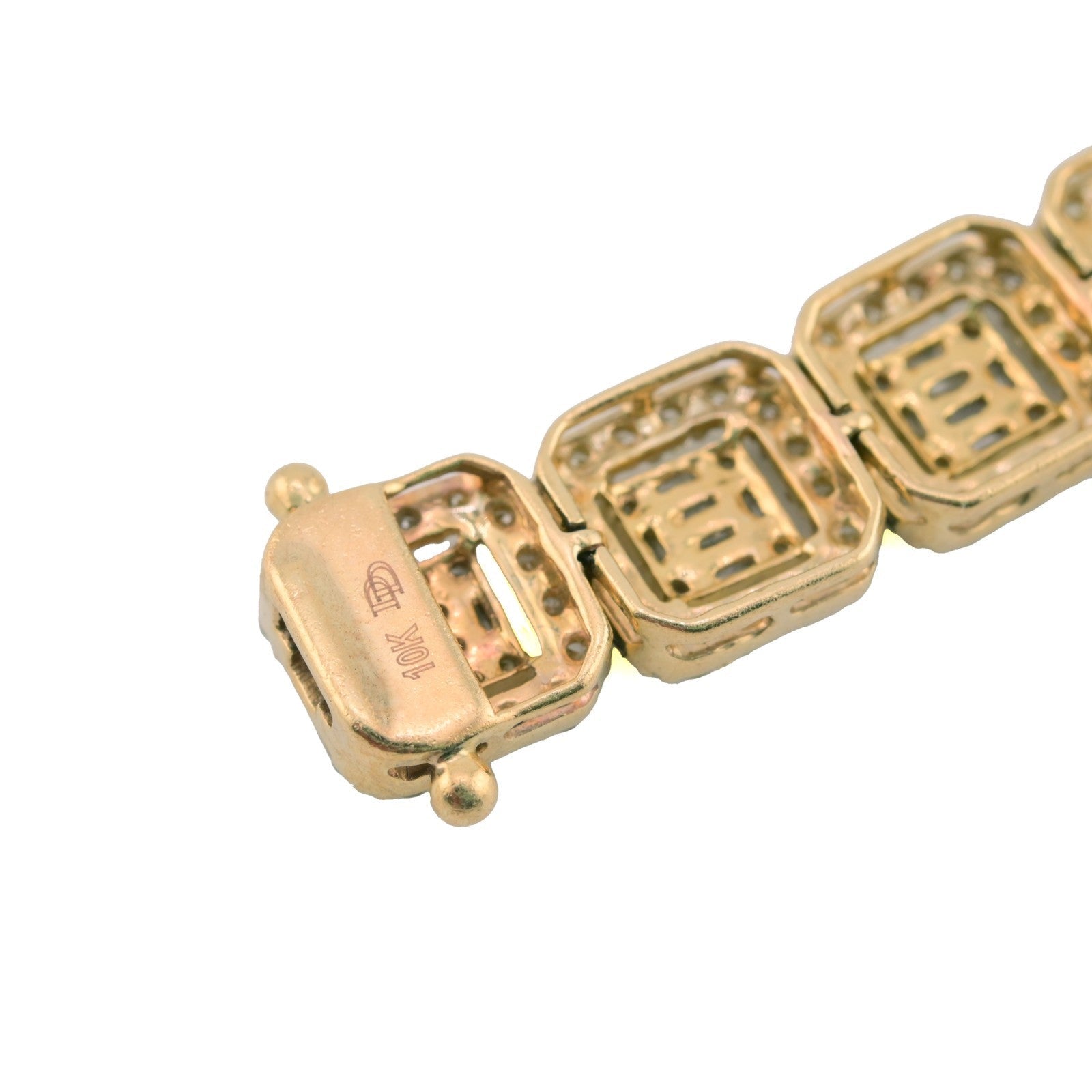 10k Yellow Gold 8CTW Round/Baguette Diamond Cluster Link Bracelet 21.3g 8.5 Inch - Elite Jewelers - Bracelets