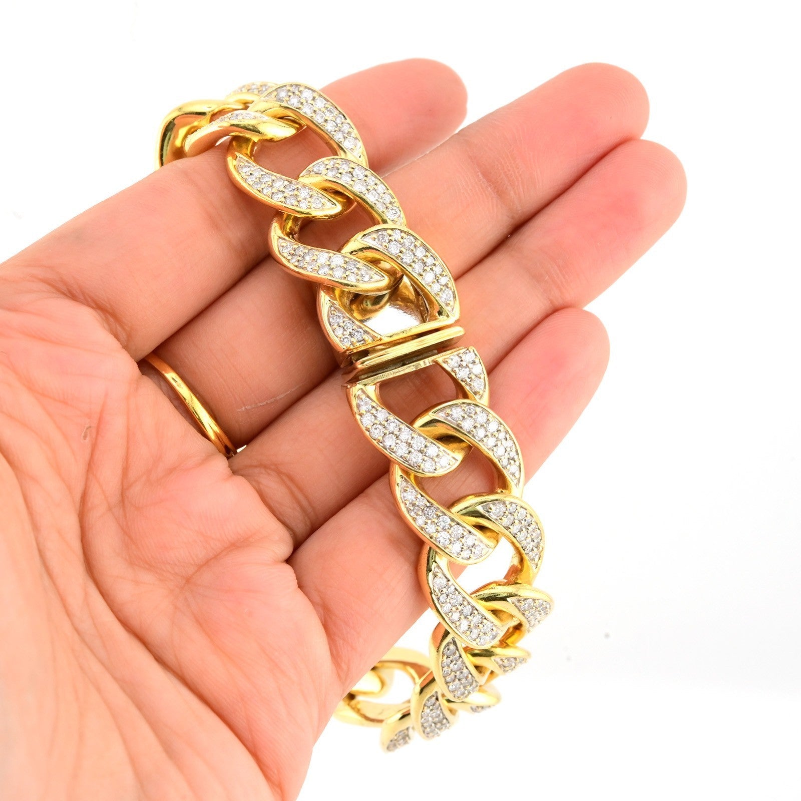 10k Yellow Gold 91.3gms 10CTW Natural Diamond 17MM Mens Cuban Bracelet 8.5 Inch - Elite Jewelers - Bracelets