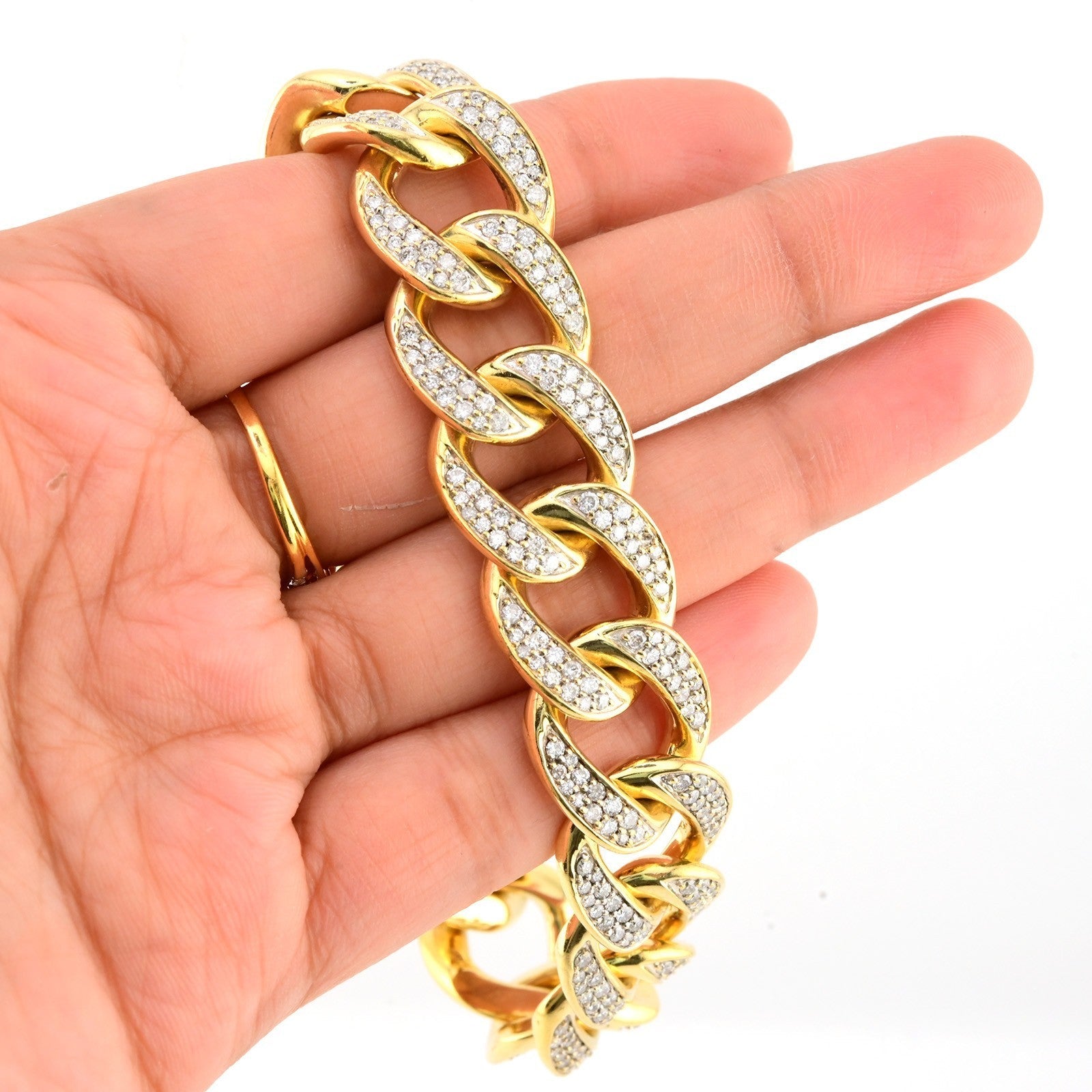 10k Yellow Gold 91.3gms 10CTW Natural Diamond 17MM Mens Cuban Bracelet 8.5 Inch - Elite Jewelers - Bracelets