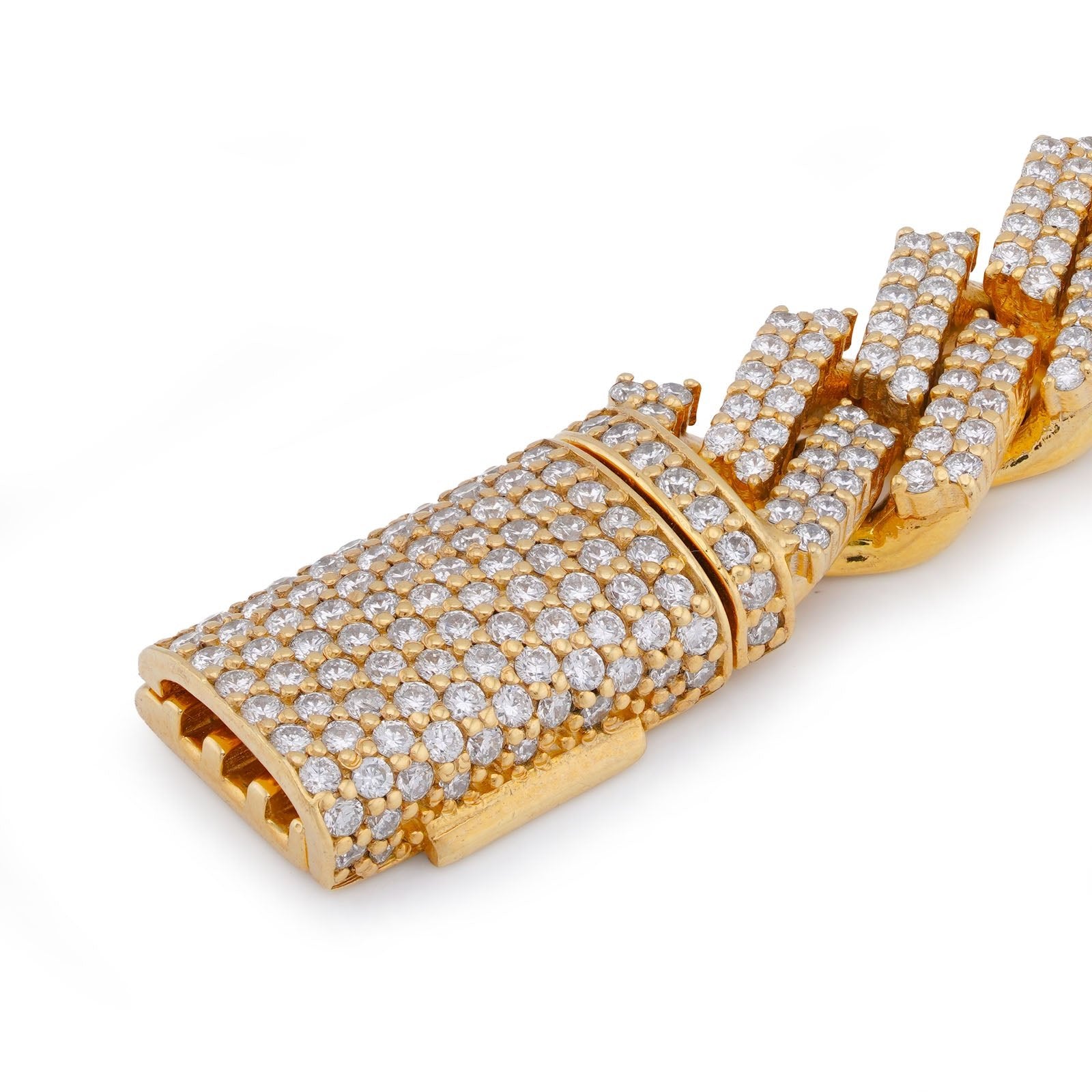 10K Yellow Gold 9.25CT Natural Diamond 12MM Snake Cuban Link 8" Men Bracelet - Elite Jewelers-Bracelets