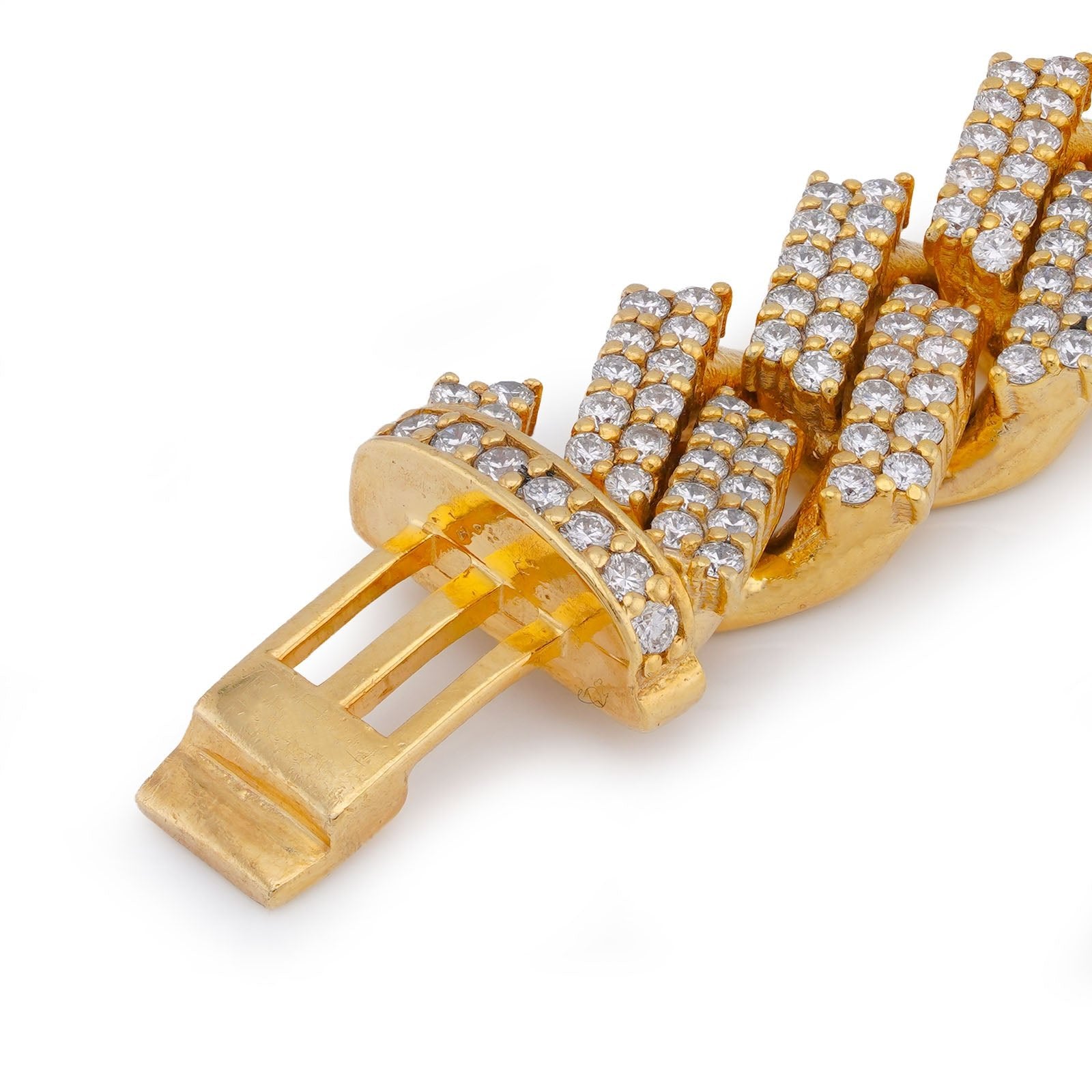 10K Yellow Gold 9.25CT Natural Diamond 12MM Snake Cuban Link 8" Men Bracelet - Elite Jewelers-Bracelets