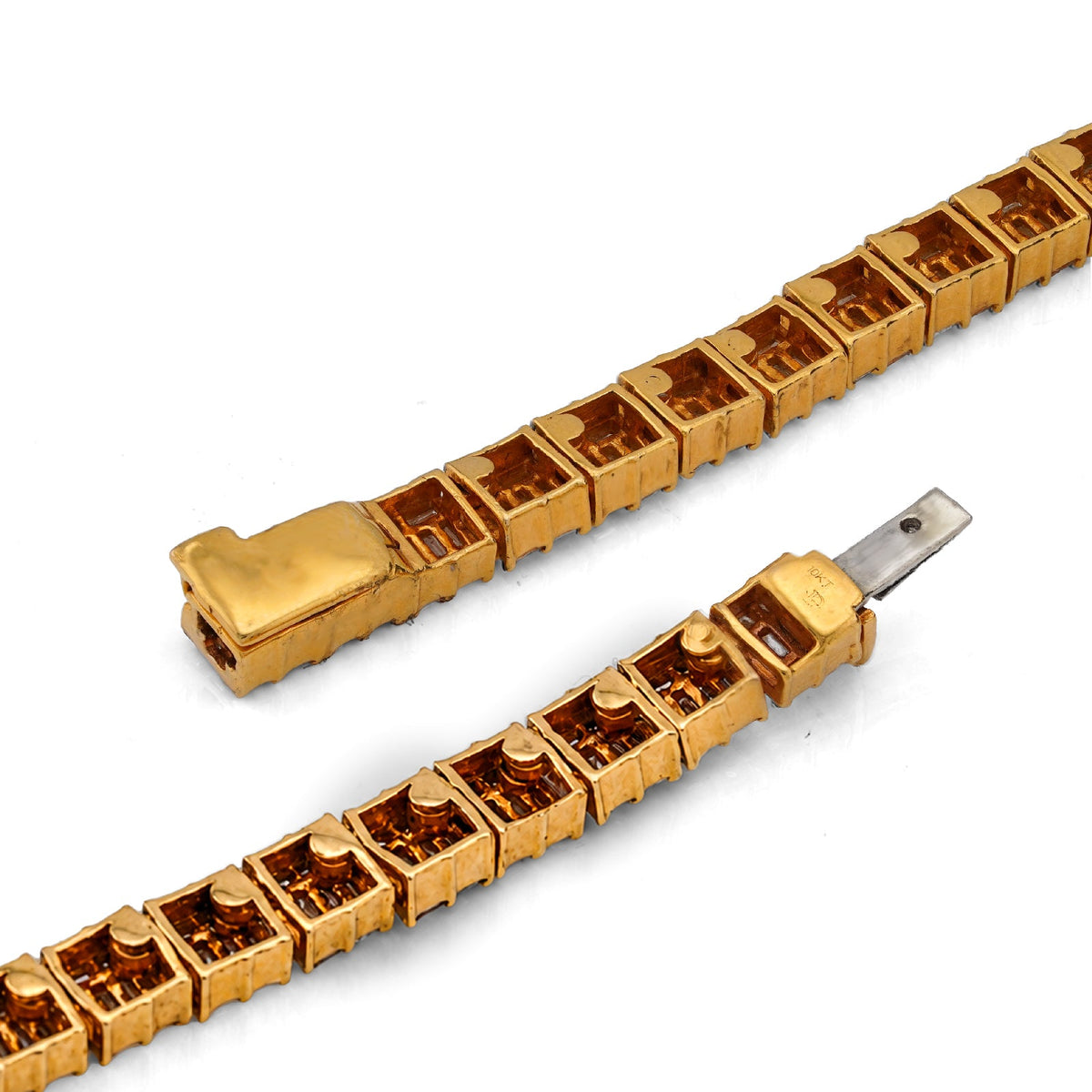 10K Yellow Gold All Baguette Natural Diamond 8CT Tennis Chain 21" Men Necklace - Elite Jewelers-Necklaces