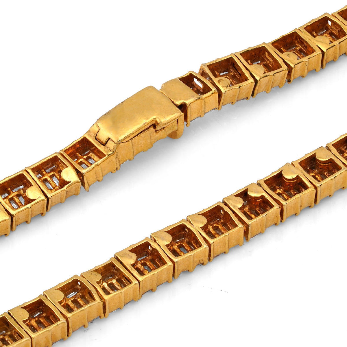 10K Yellow Gold All Baguette Natural Diamond 8CT Tennis Chain 21" Men Necklace - Elite Jewelers-Necklaces