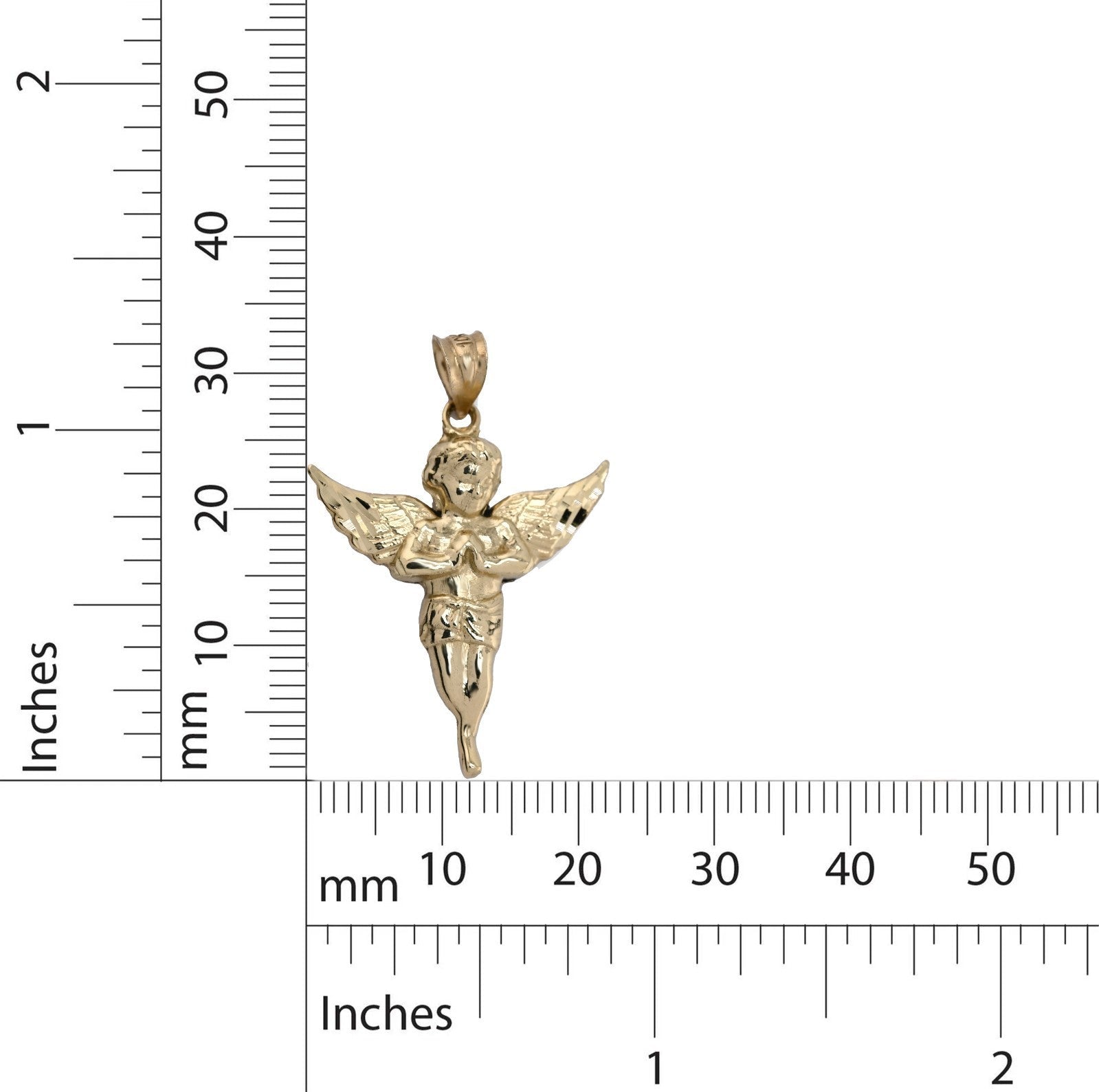 10k Yellow Gold Angel Pendant Religious 1.9g Charm For Mens - Elite Jewelers - Charms & Pendants