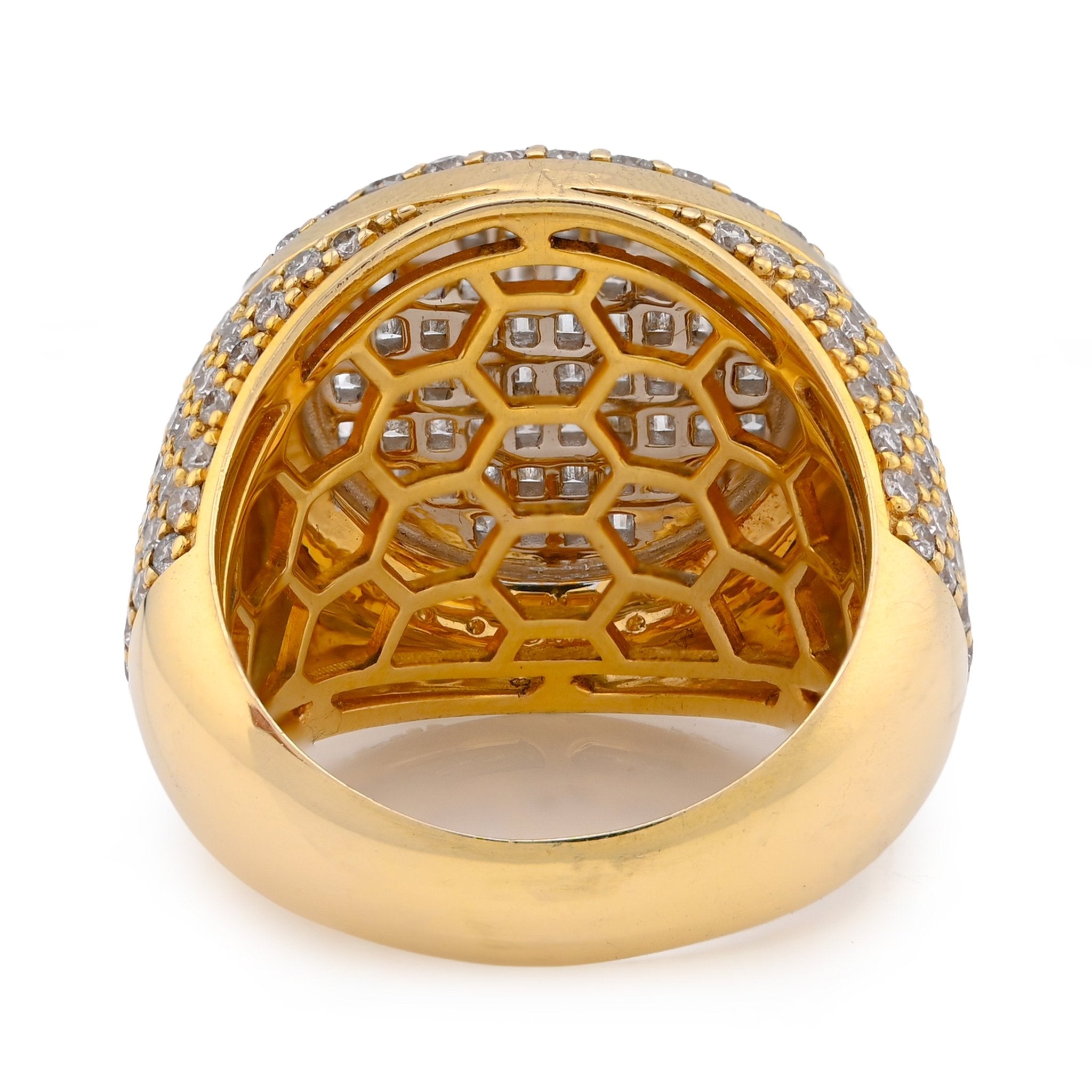 10K Yellow Gold Baguette Centre Side Iced 4.74CT Natural Diamond Round Men Pinky Ring - Elite Jewelers - Rings