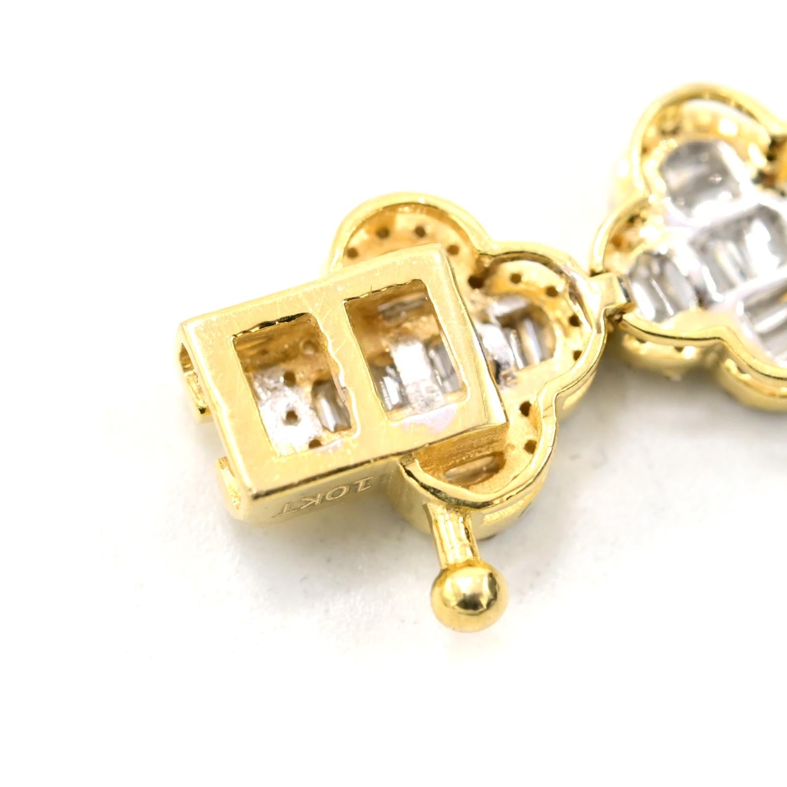 10K Yellow Gold Baguette Natural Diamond 3CT Clover Bracelet With Single Cut On Edges 7" - Elite Jewelers - Bracelets