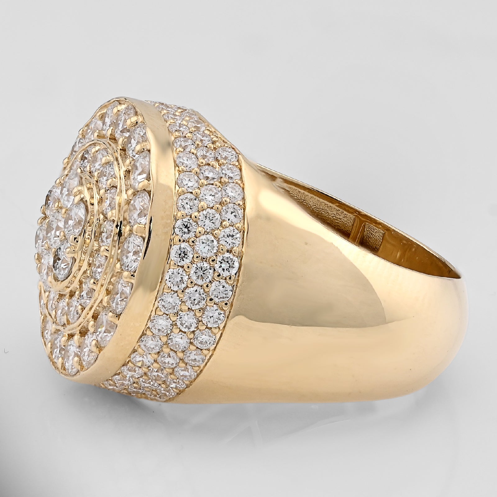 10K Yellow Gold Cluster Flower Round 3.25CT Lab Diamond Men Pinky Ring - Elite Jewelers - Rings