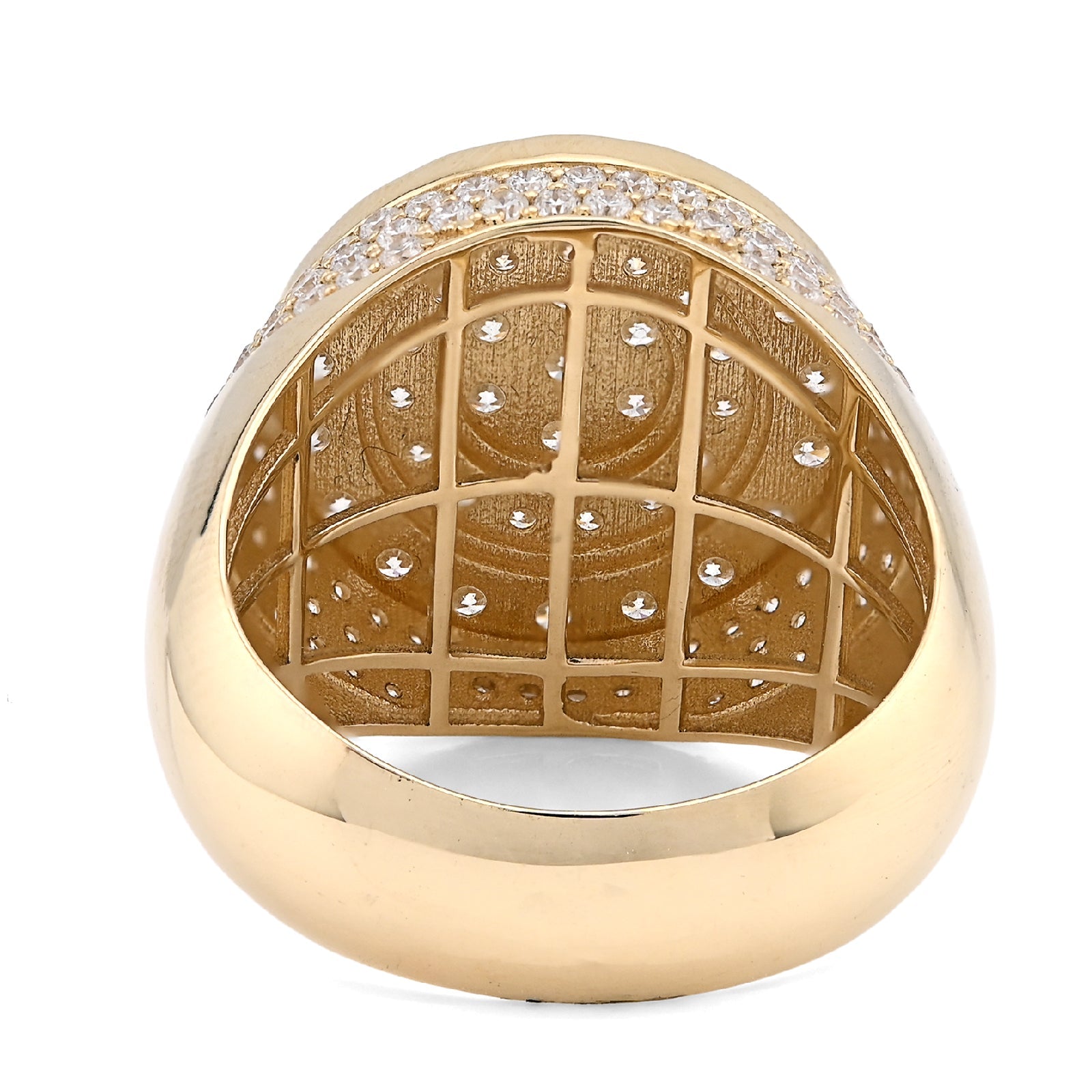 10K Yellow Gold Cluster Flower Round 3.25CT Lab Diamond Men Pinky Ring - Elite Jewelers - Rings