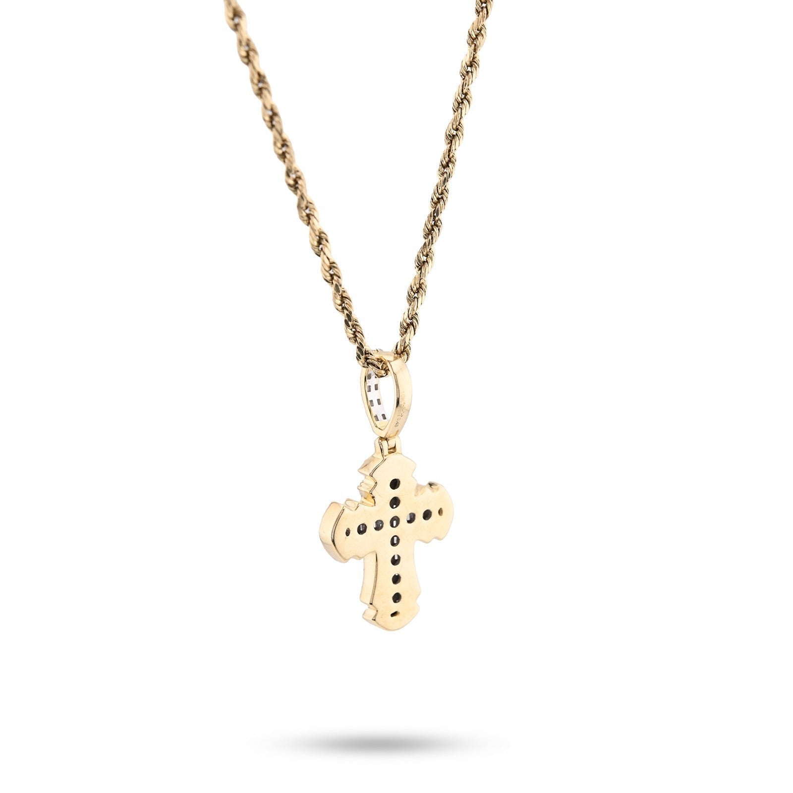 10k Yellow Gold Cross Pendant 0.43CTW Natural Round/Baguette Diamond 4gms Charm - Elite Jewelers - Charms & Pendants