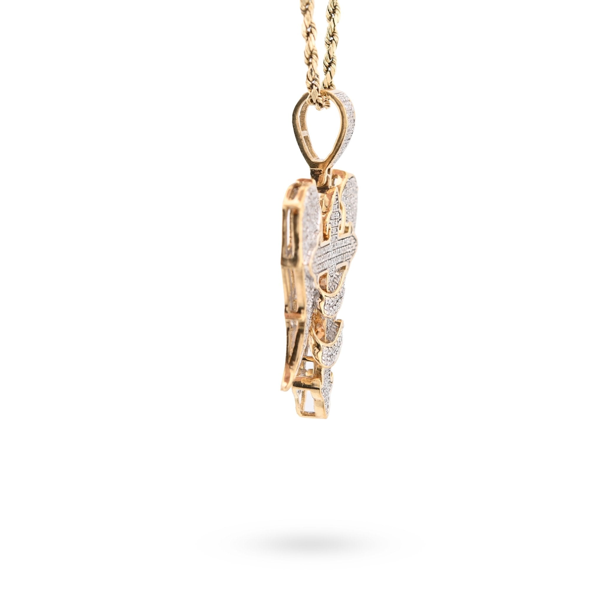 10K Yellow Gold Cross with Angel Wings 0.83CT Natural Diamond Charm Men Women Pendant - Elite Jewelers - Charms & Pendants