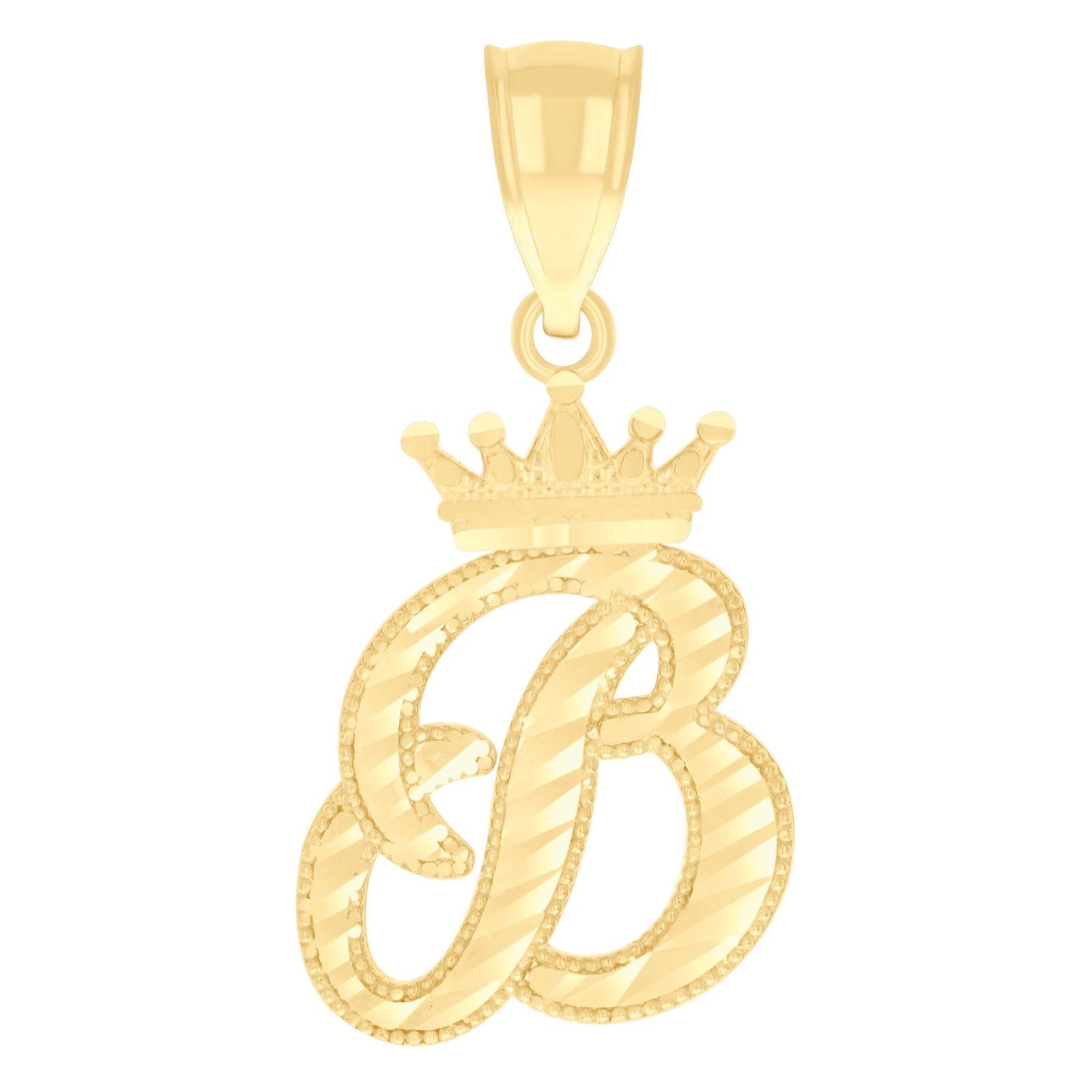 10k Yellow Gold Crown Initial Letter "B" Pendant 1.5g Alphabet Unisex Charm - Elite Jewelers - Charms & Pendants