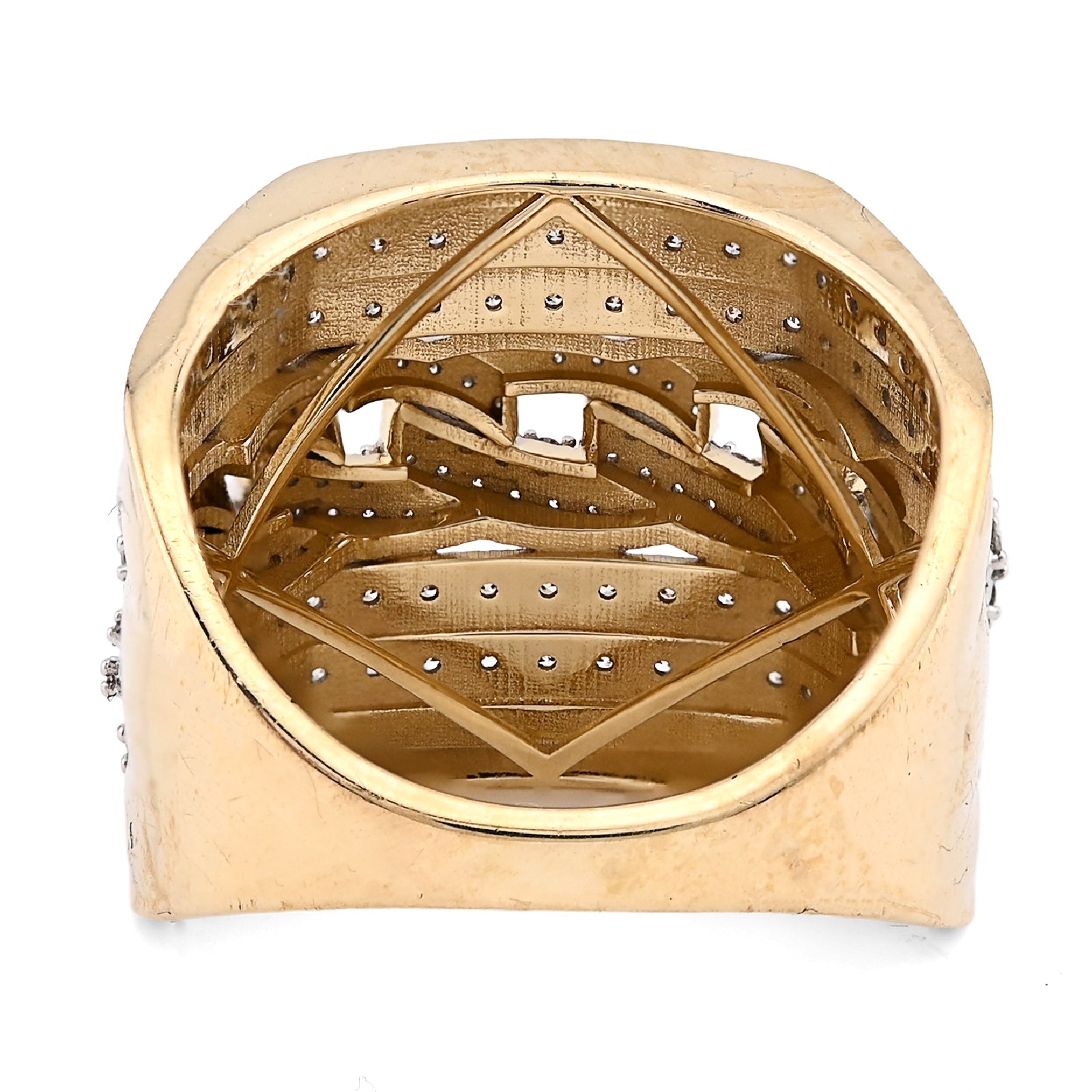 10K Yellow Gold Cuban Link 4 Row Men 1.98CT Natural Diamond Pinky Ring - Elite Jewelers - Rings