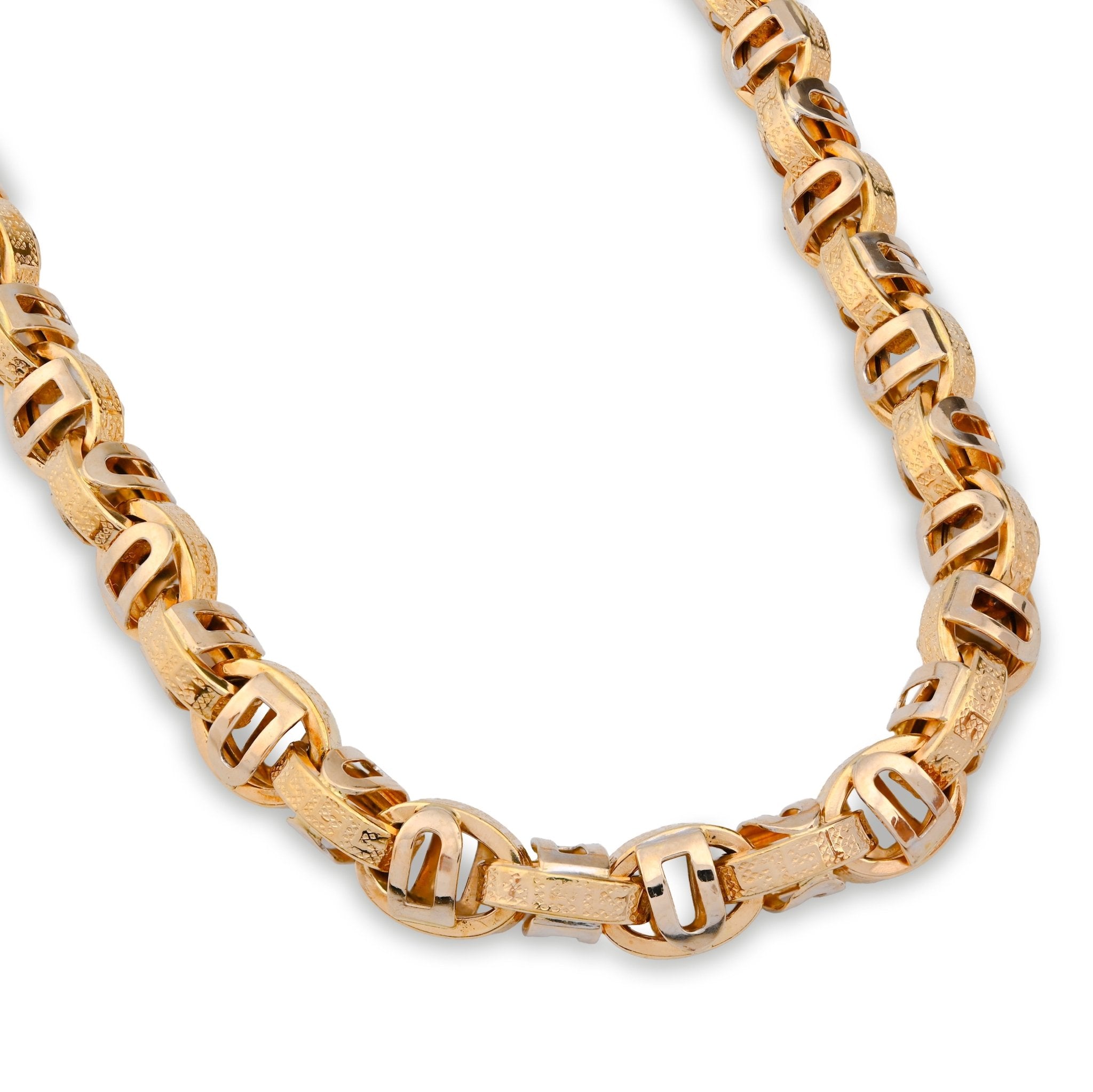 10K Yellow Gold Custom Made Greek Bar link Chain Men Women 26" Necklace 25.5g - Elite Jewelers - Necklaces