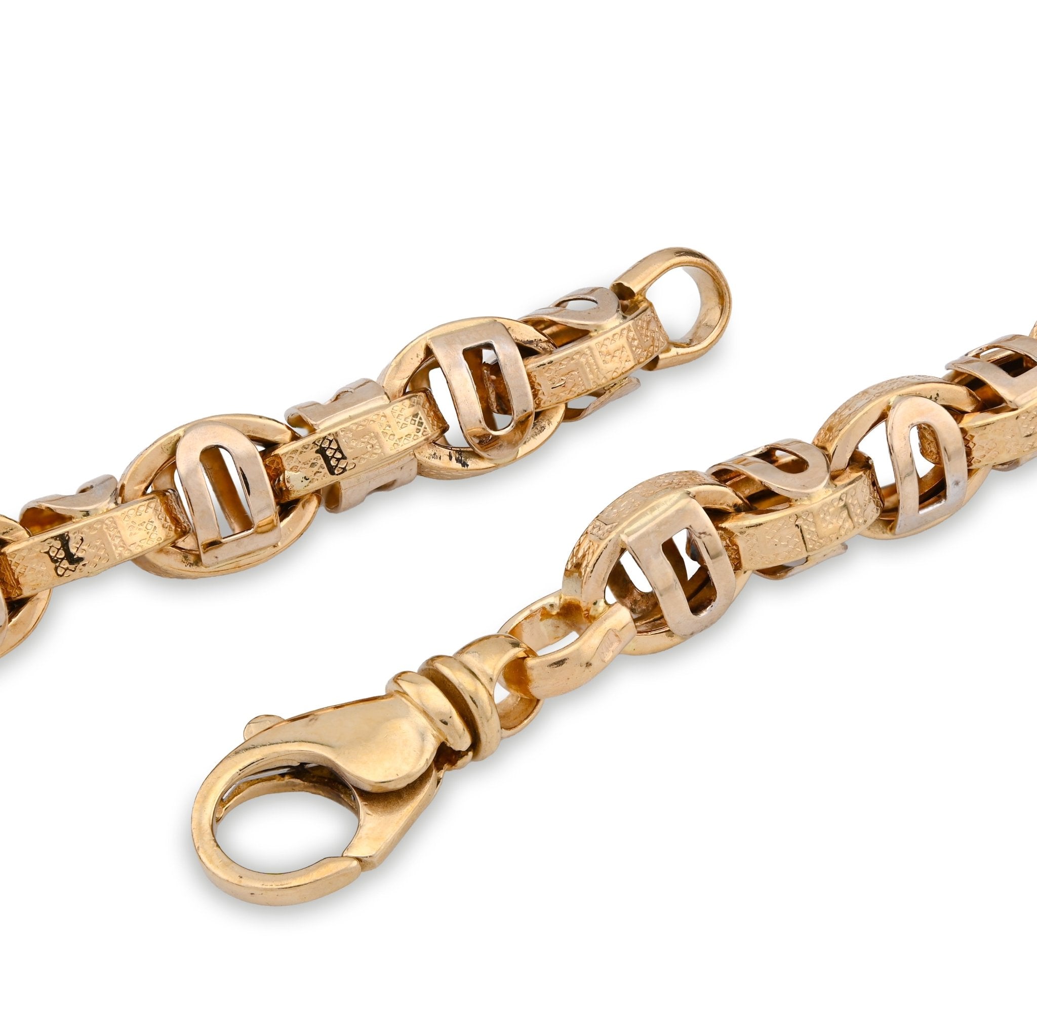 10K Yellow Gold Custom Made Greek Bar link Chain Men Women 26" Necklace 25.5g - Elite Jewelers - Necklaces