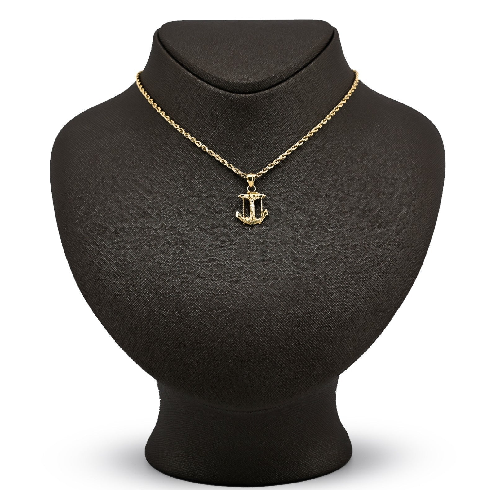 10k Yellow Gold Diamond - Cut Unisex Anchor Cross Crucifix Pendant 1.3g Charm - Elite Jewelers - Charms & Pendants