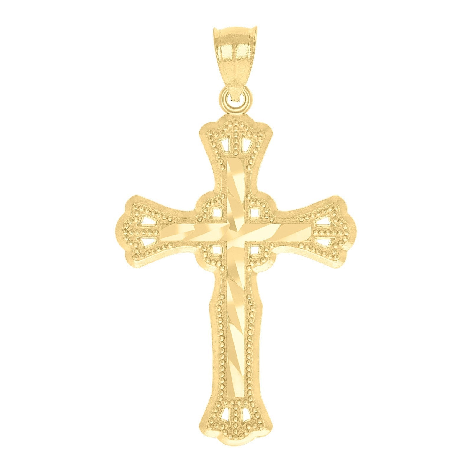 10k Yellow Gold Diamond - Cut Unisex Cross Religious Charm Pendant - Elite Jewelers - Charms & Pendants