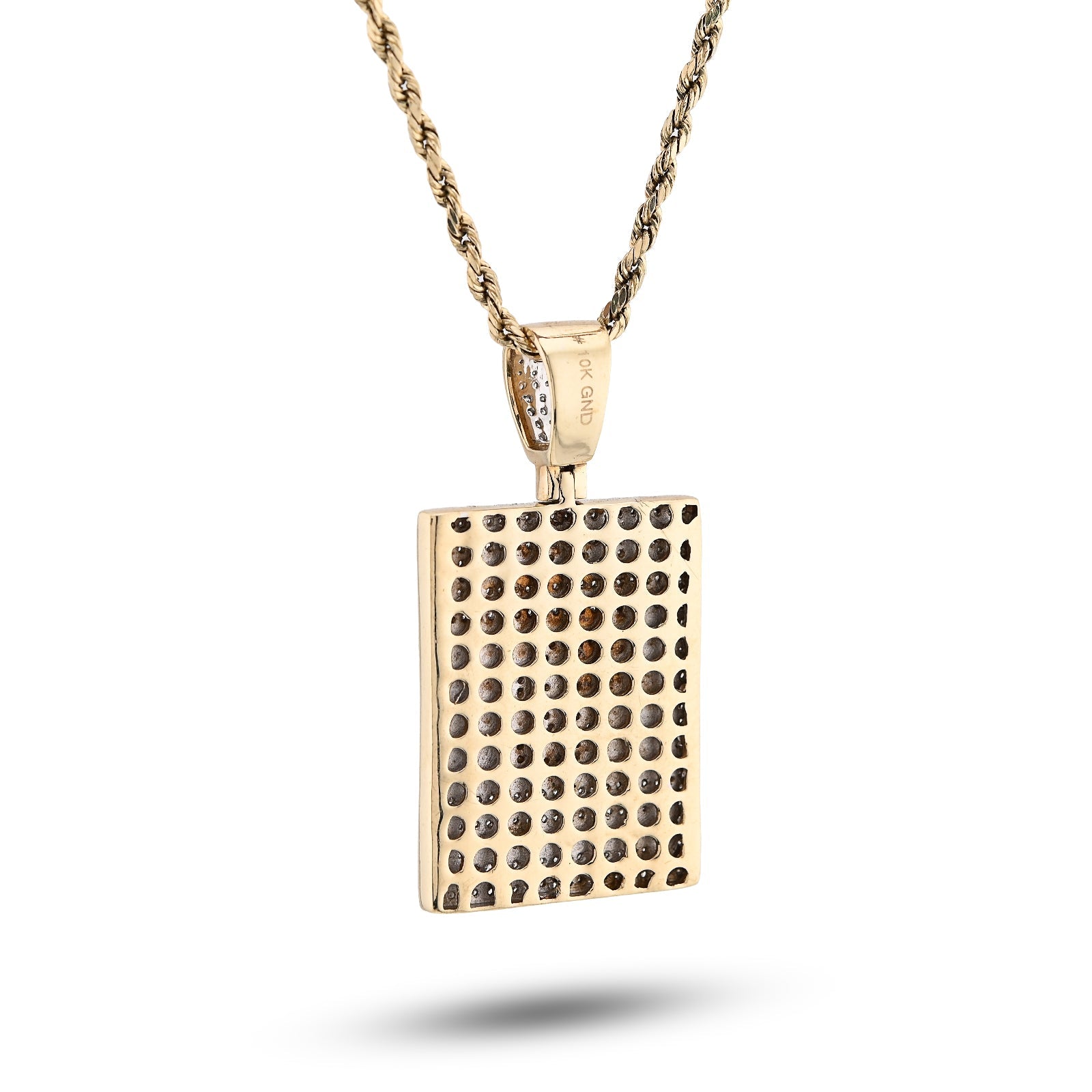 10K Yellow Gold "Dream Chasers" Rectangular Shape Pendant 0.75CT Natural Diamond Men Charm - Elite Jewelers - Charms & Pendants