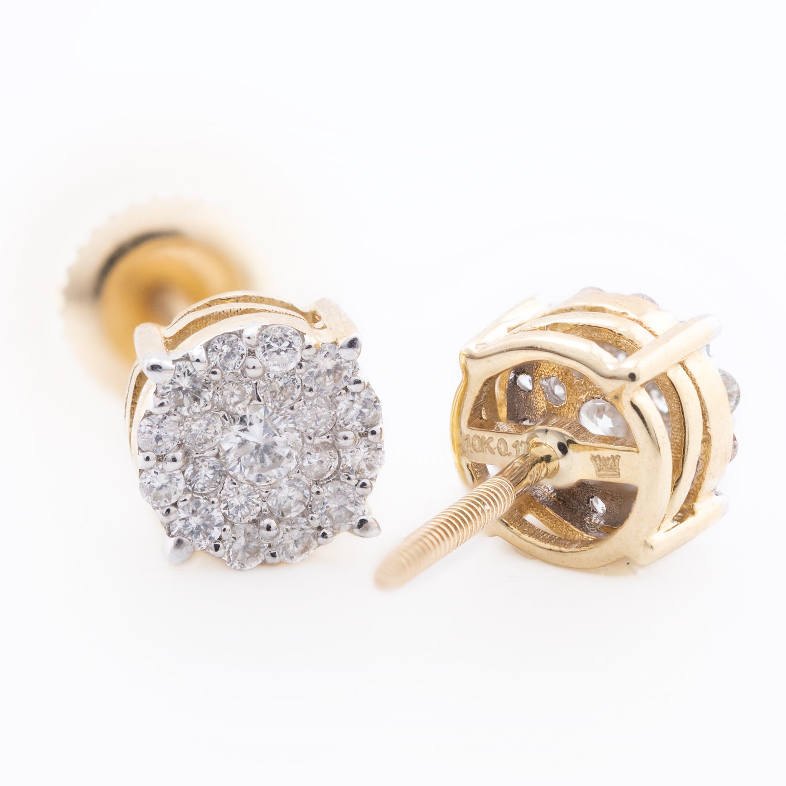 10k Yellow Gold Flower Cluster 0.34CT Diamond Stud Earrings - Elite Jewelers - Earrings