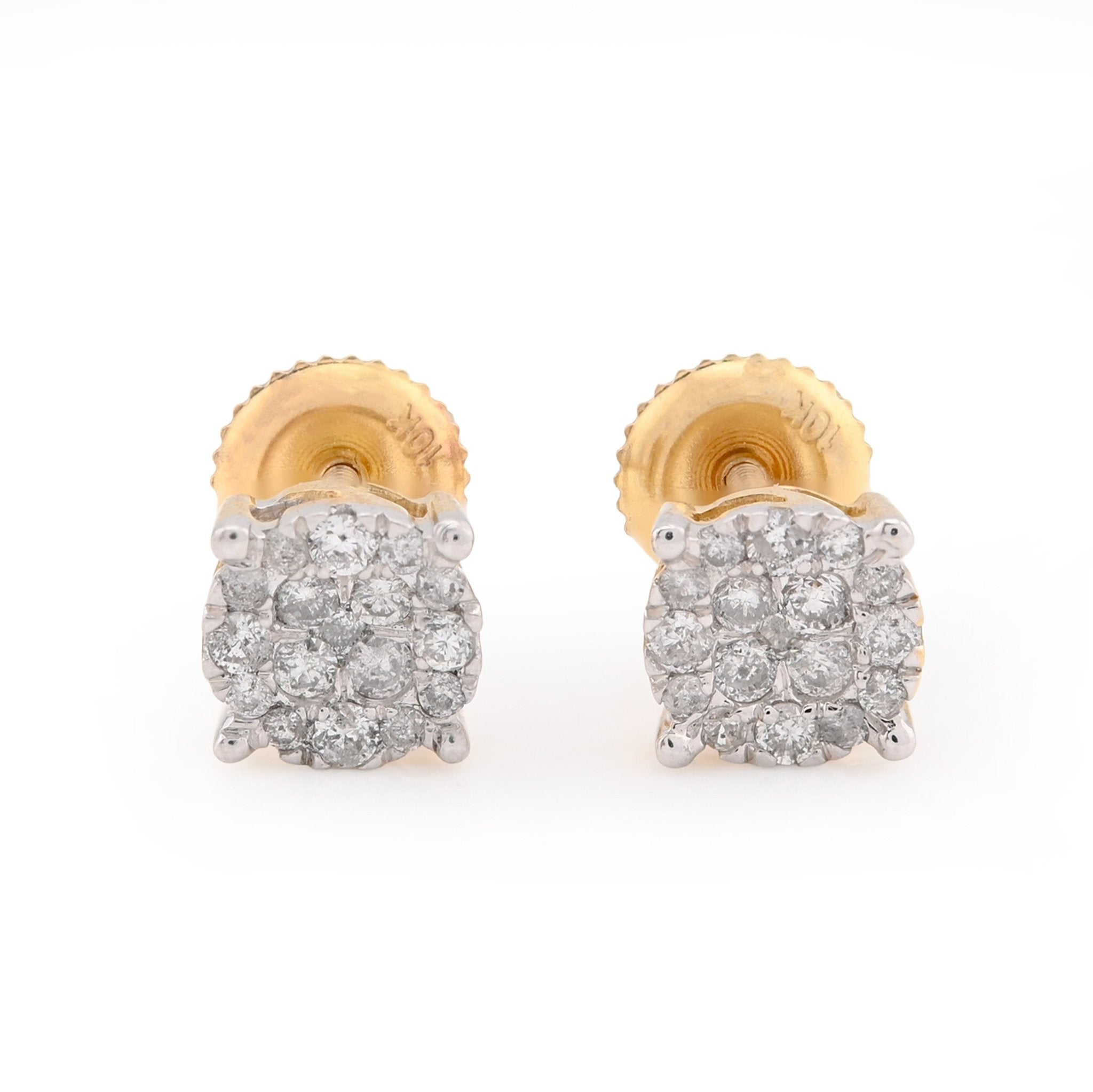 10K Yellow Gold Flower Cluster Earrings 0.36CT Natural Diamond Men Women Studs - Elite Jewelers - Earrings