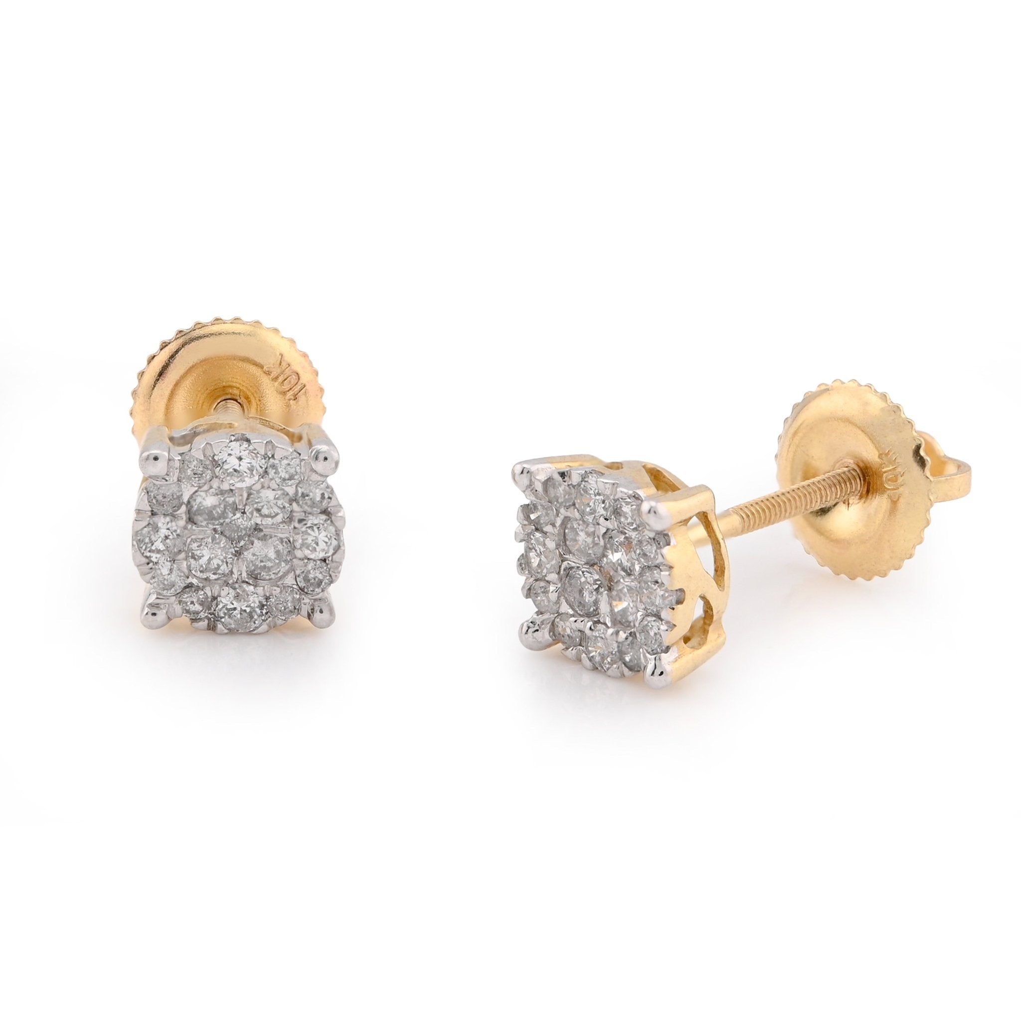 10K Yellow Gold Flower Cluster Earrings 0.36CT Natural Diamond Men Women Studs - Elite Jewelers - Earrings