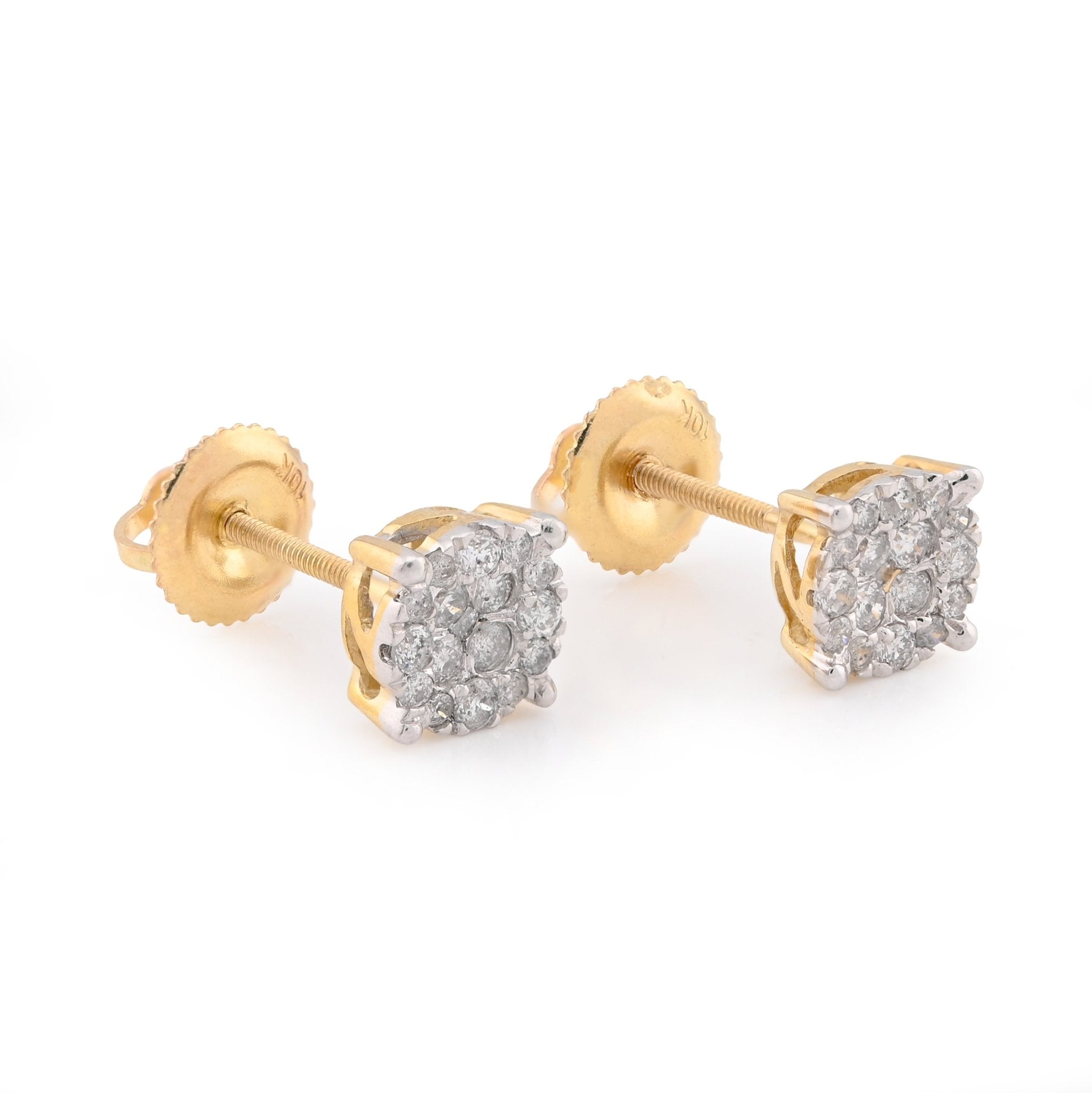 10K Yellow Gold Flower Cluster Earrings 0.36CT Natural Diamond Men Women Studs - Elite Jewelers - Earrings