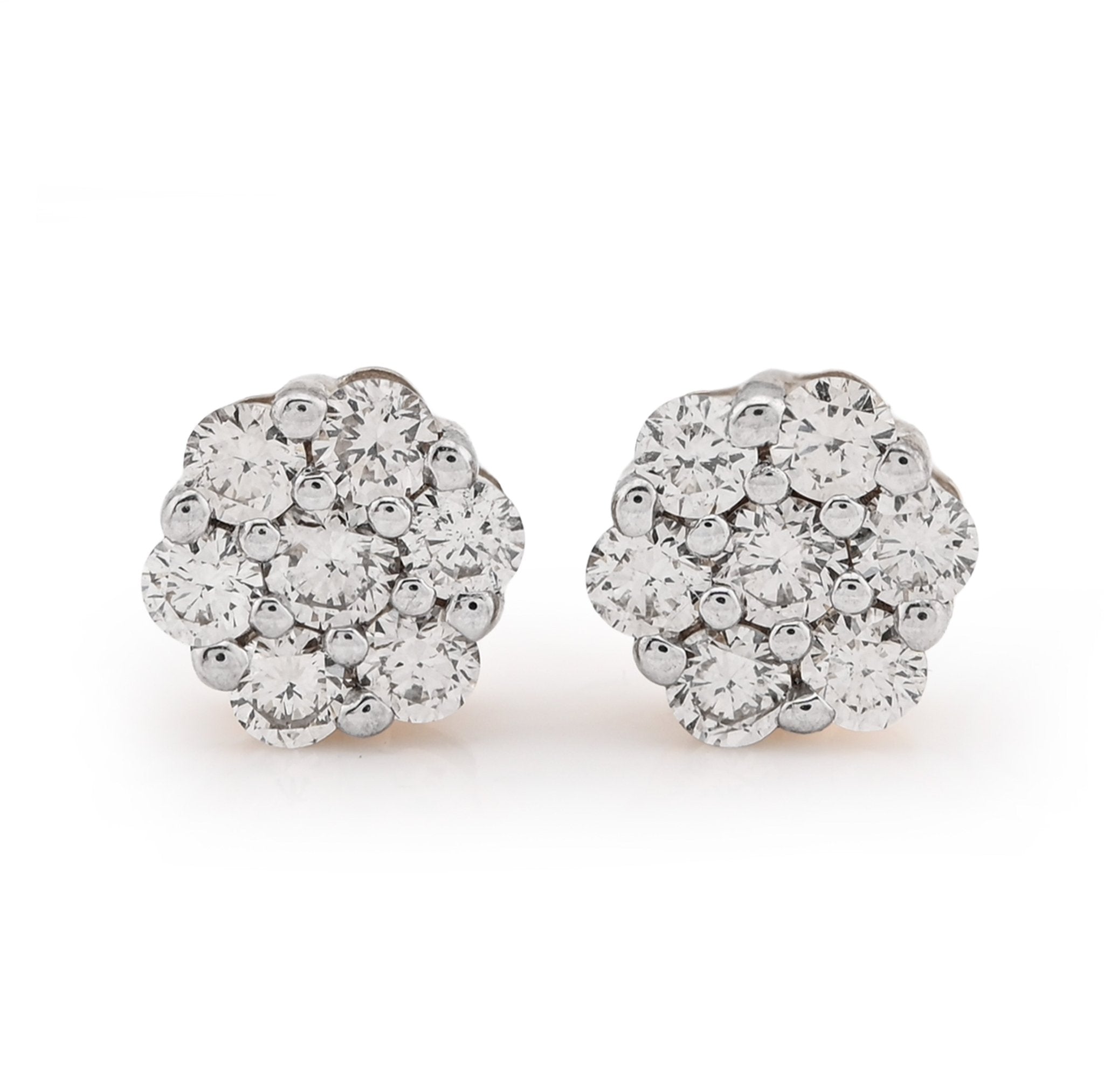 10K Yellow Gold Flower Cluster Stud 0.75CT Natural Diamond Women Men Earrings - Elite Jewelers - Earrings