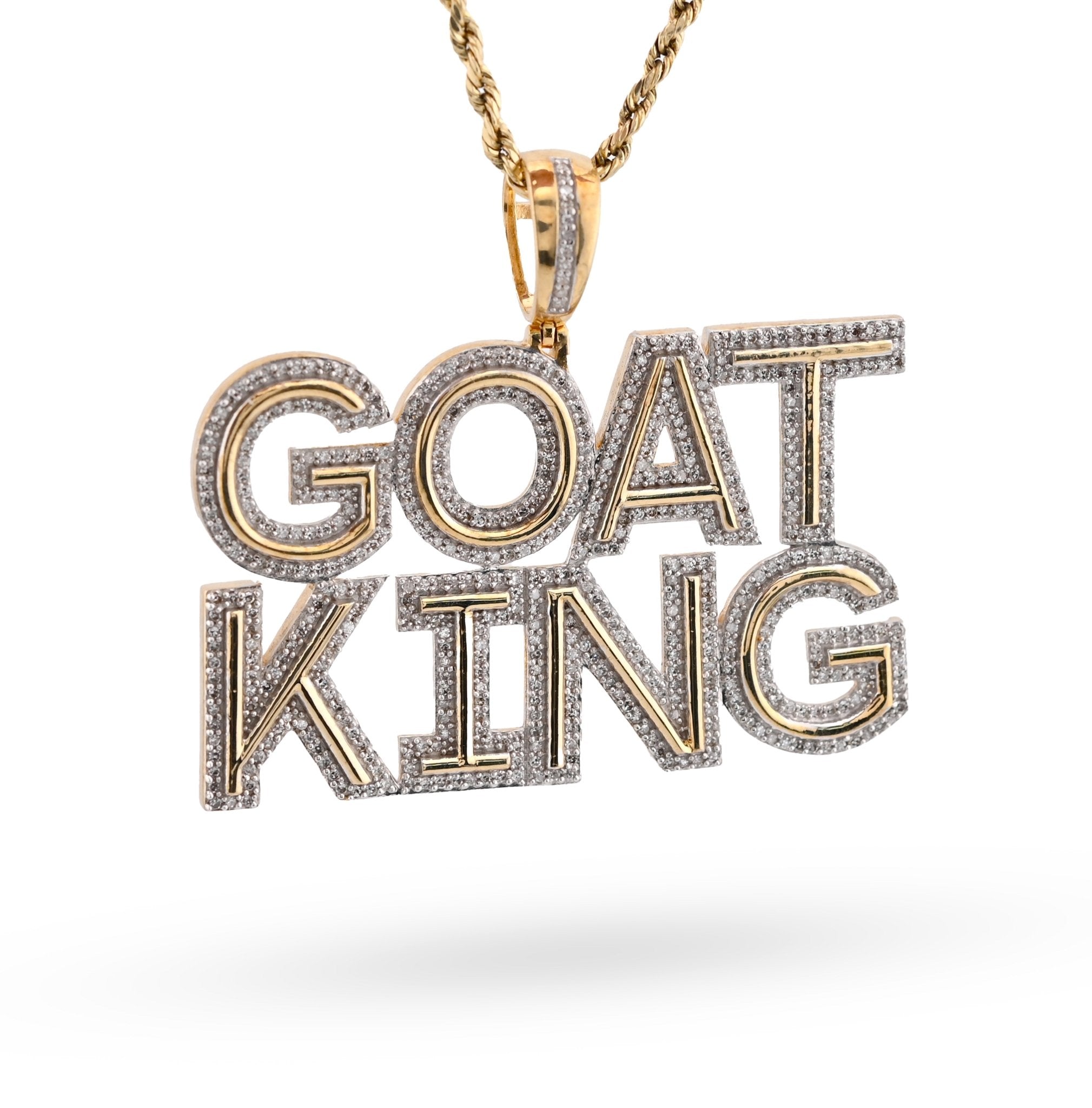 10K Yellow Gold "Goat King" Custom Pendant 1.5CT Natural Diamond Men Charm - Elite Jewelers - Charms & Pendants