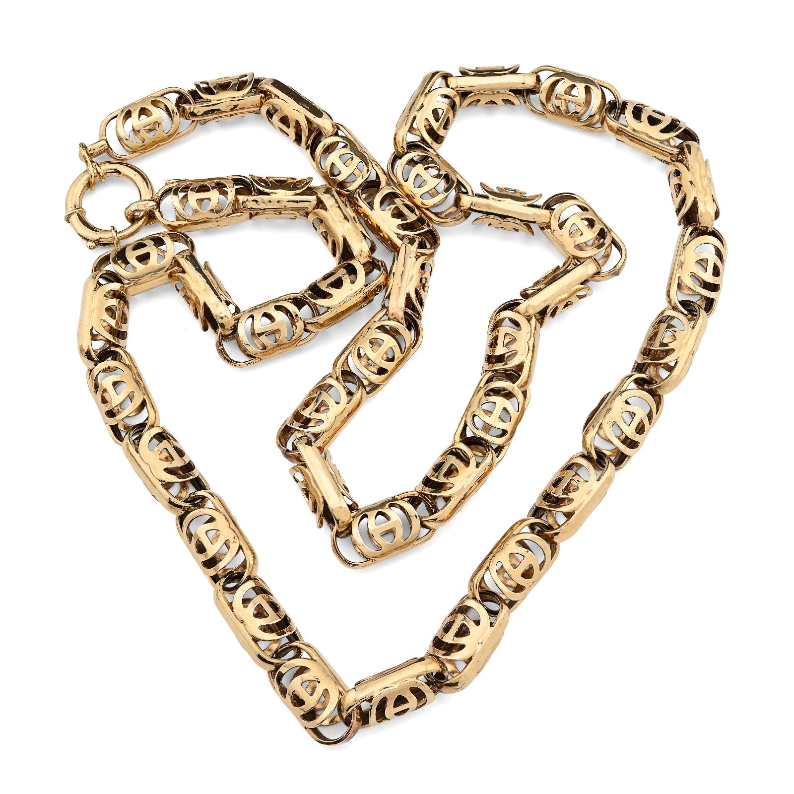 10K Yellow Gold Greek Oval Link Chain Men Women 24" Necklace Men Women 8MM Chain 32.1g - Elite Jewelers - Necklaces