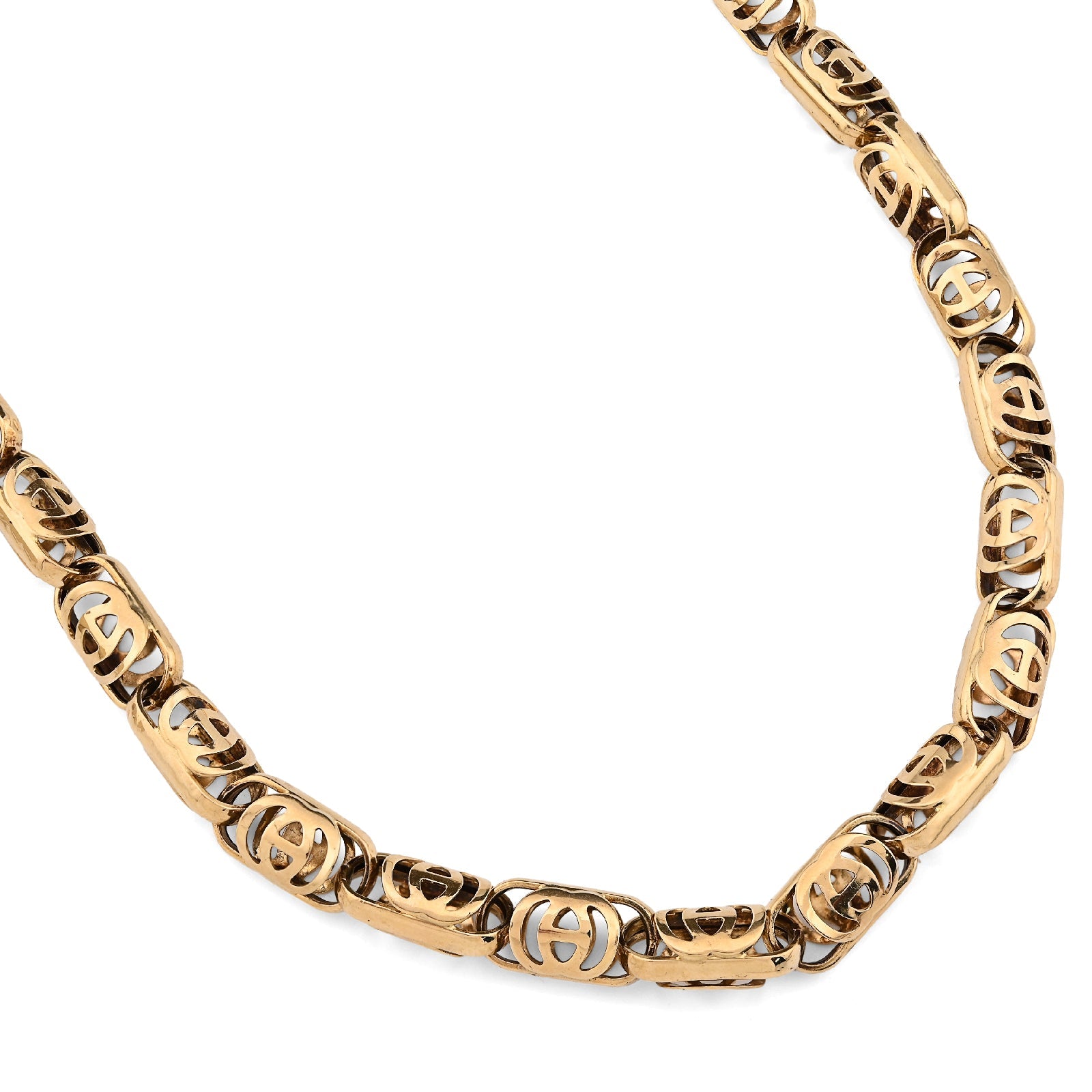 10K Yellow Gold Greek Oval Link Chain Men Women 24" Necklace Men Women 8MM Chain 32.1g - Elite Jewelers - Necklaces