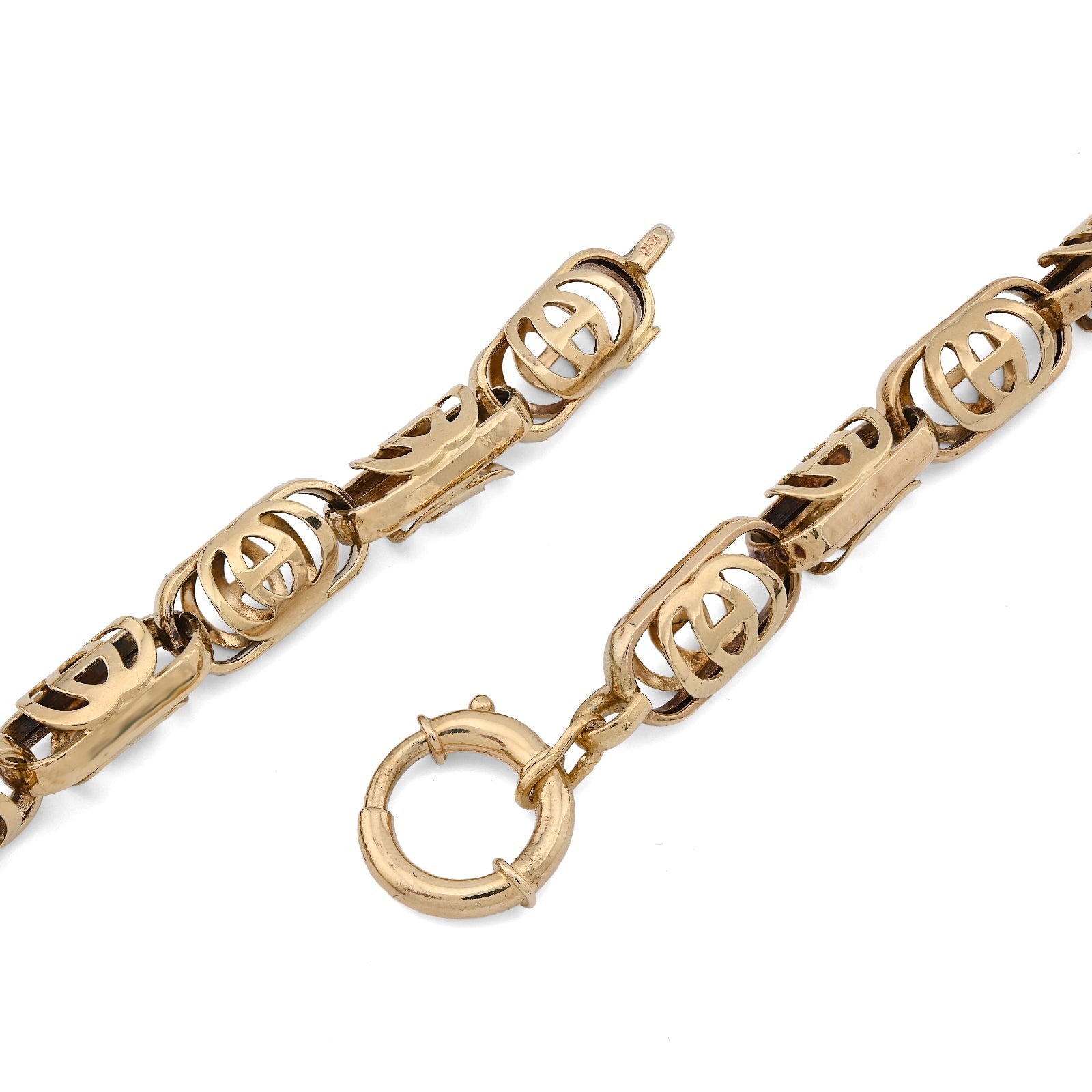 10K Yellow Gold Greek Oval Link Chain Men Women 24" Necklace Men Women 8MM Chain 32.1g - Elite Jewelers - Necklaces