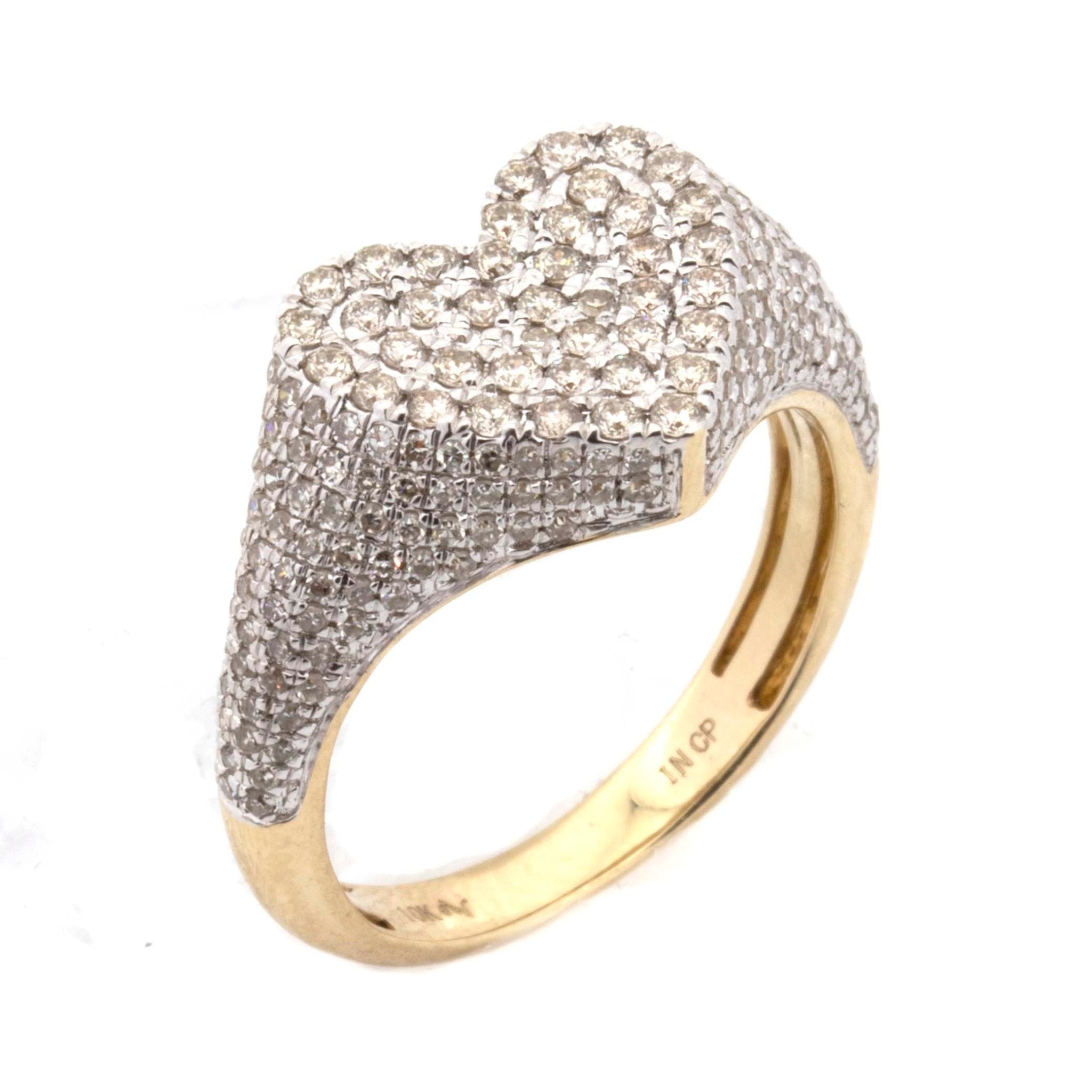 10k Yellow Gold Heart 1CT Round Diamond Ring - Elite Jewelers - Rings