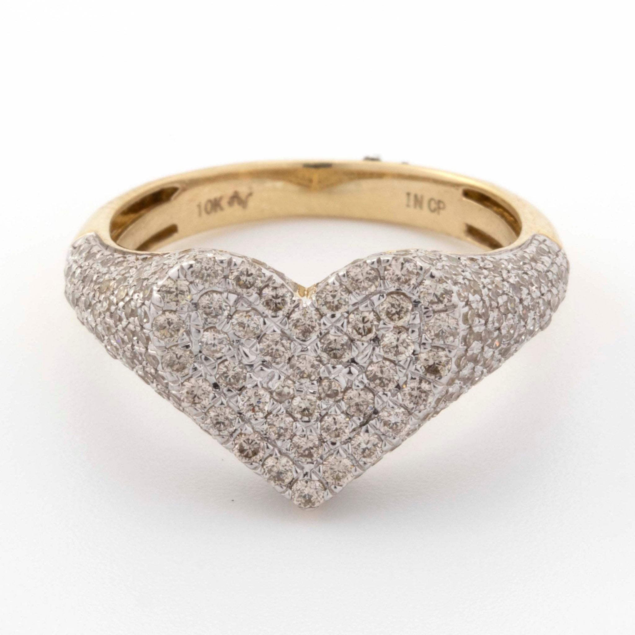 10k Yellow Gold Heart 1CT Round Diamond Ring - Elite Jewelers - Rings