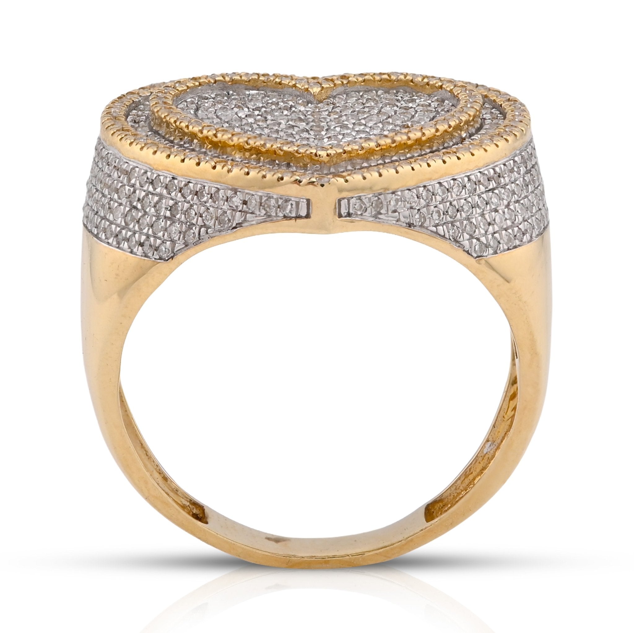 10K Yellow Gold Heart Shape 0.85CT Natural Diamond Men Pinky Ring - Elite Jewelers - Rings