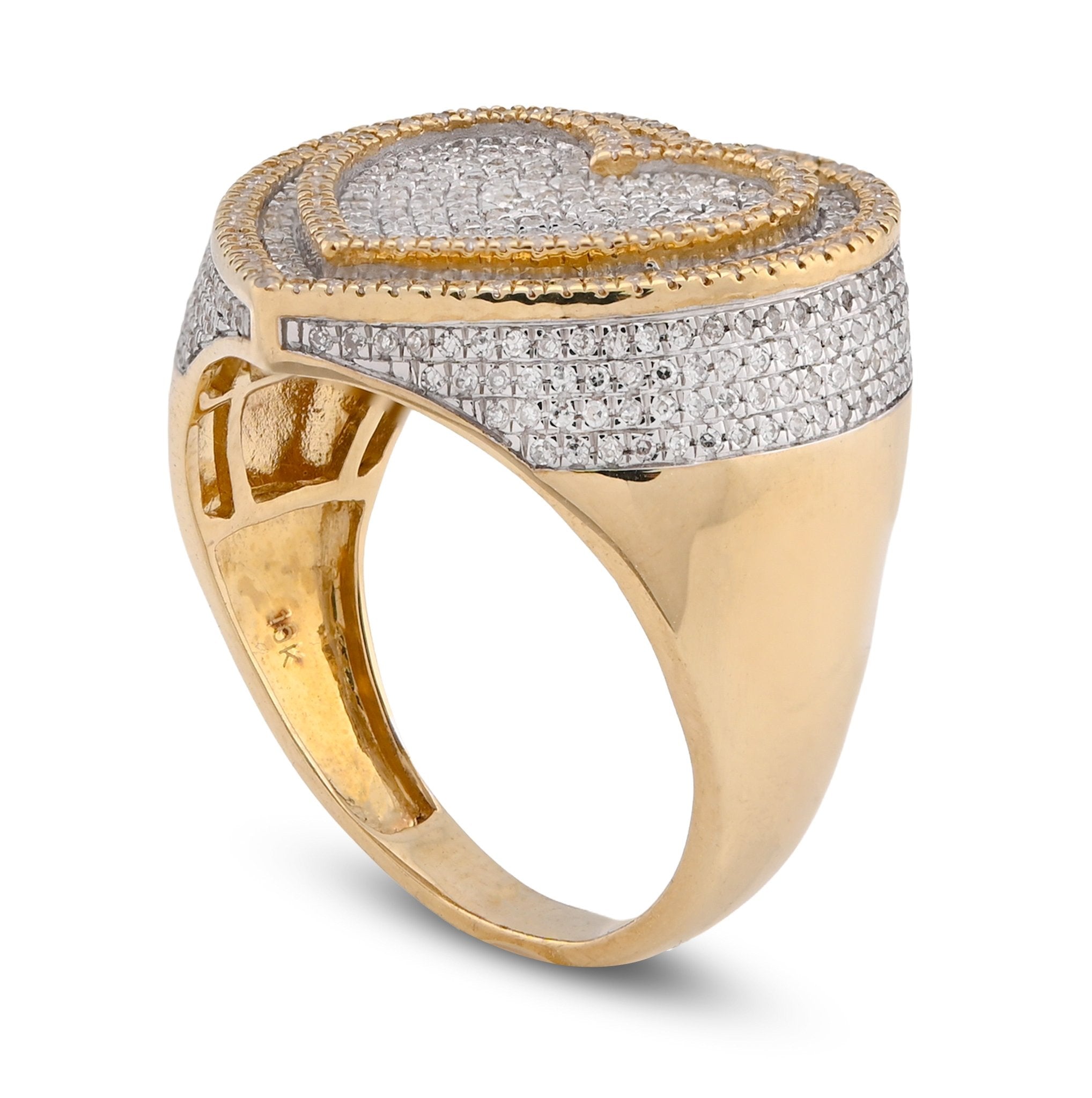 10K Yellow Gold Heart Shape 0.85CT Natural Diamond Men Pinky Ring - Elite Jewelers - Rings