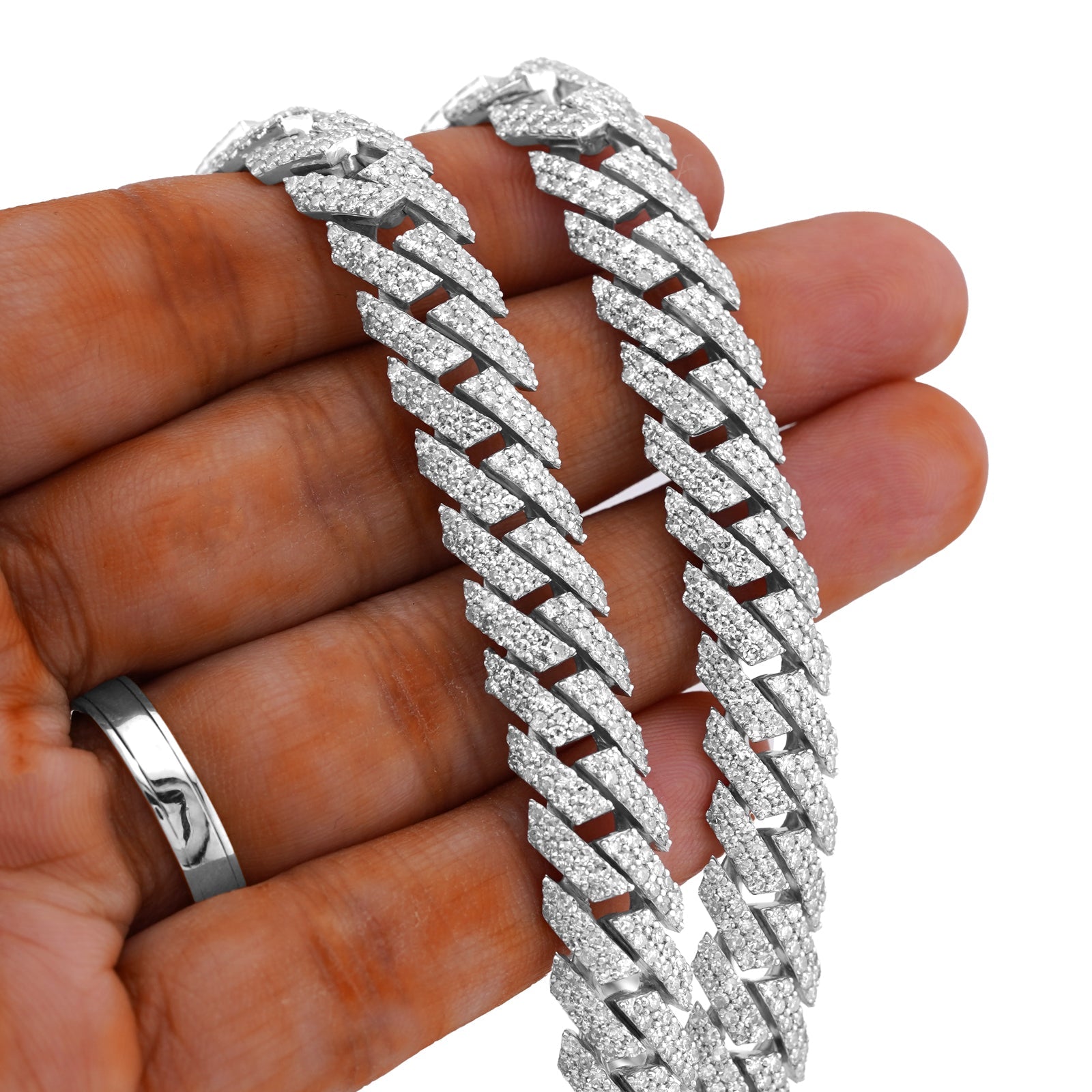 10K Yellow Gold Heart Shape Link Baguette 6.10CT Natural Diamond Women Tennis Chain 18" Necklace - Elite Jewelers-Necklaces