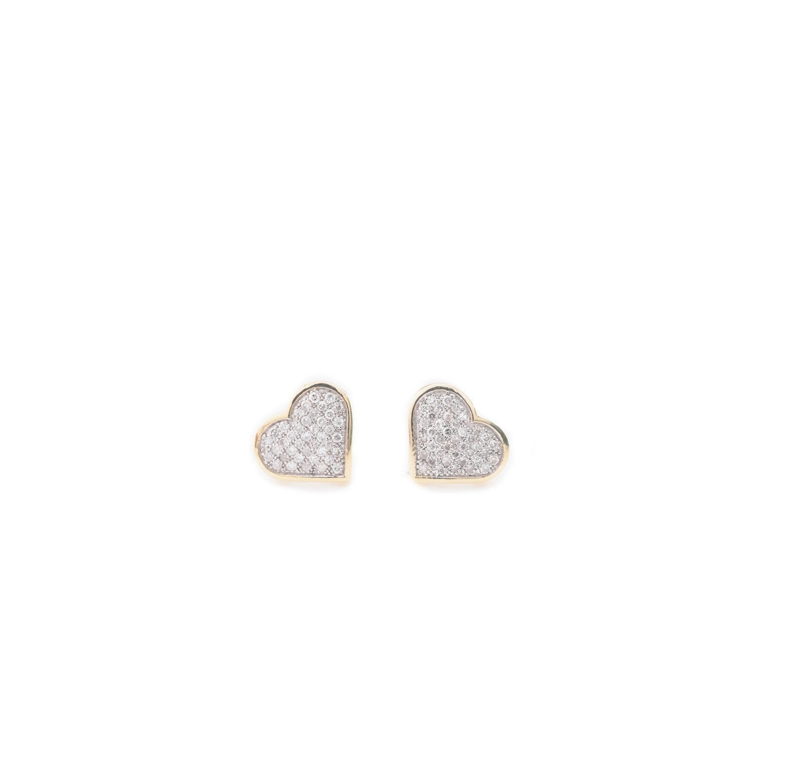10k Yellow Gold Heart - Shaped 0.16CT Natural Diamond Men Women Stud Earrings - Elite Jewelers - Earrings