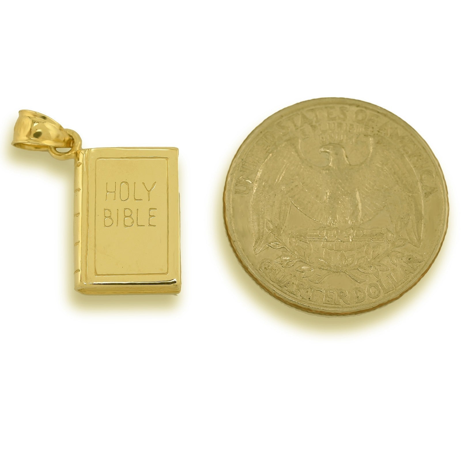 10k Yellow Gold Holy Bible Pendant 2.5g Religious Charm For Mens Womens - Elite Jewelers - Charms & Pendants
