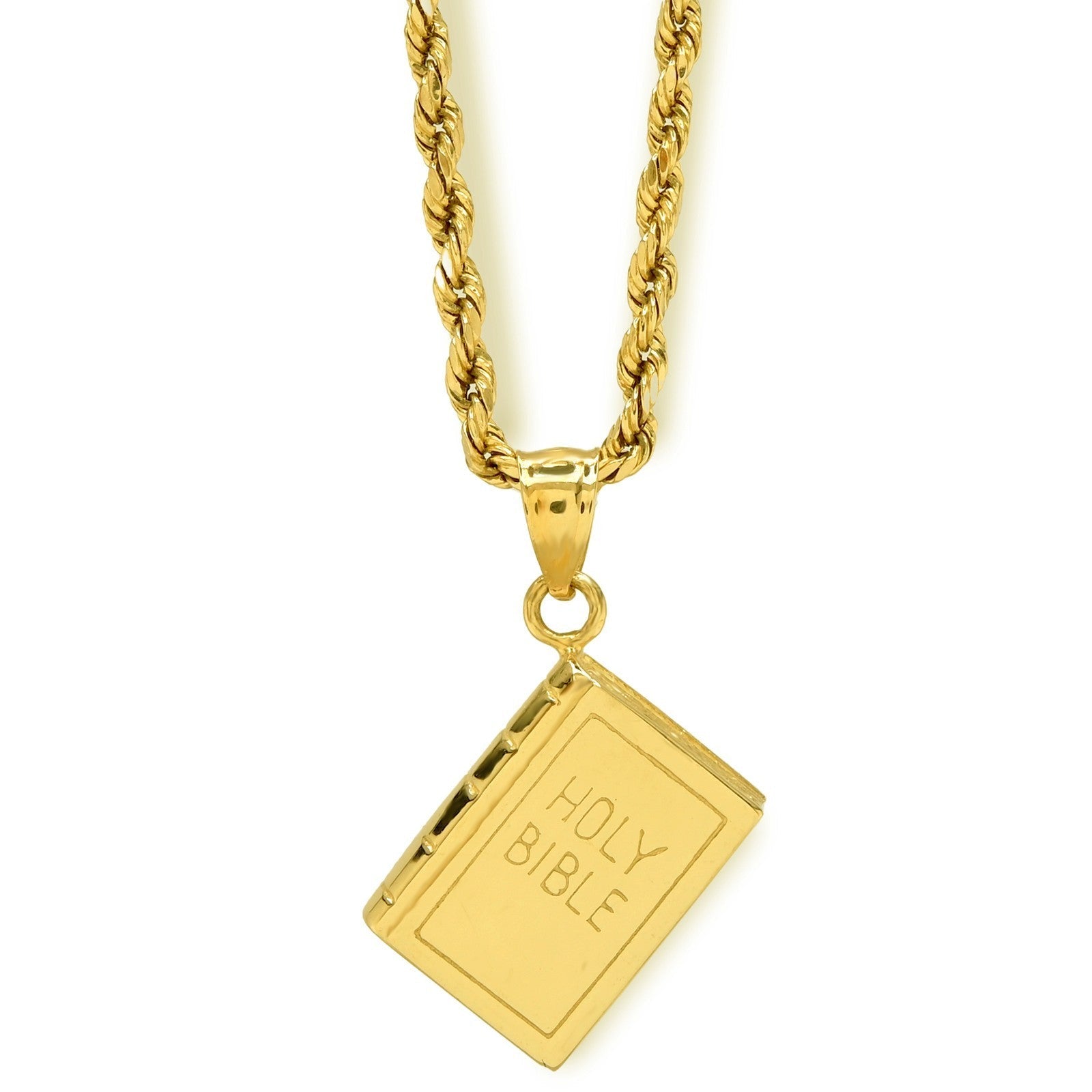 10k Yellow Gold Holy Bible Pendant 2.5g Religious Charm For Mens Womens - Elite Jewelers - Charms & Pendants