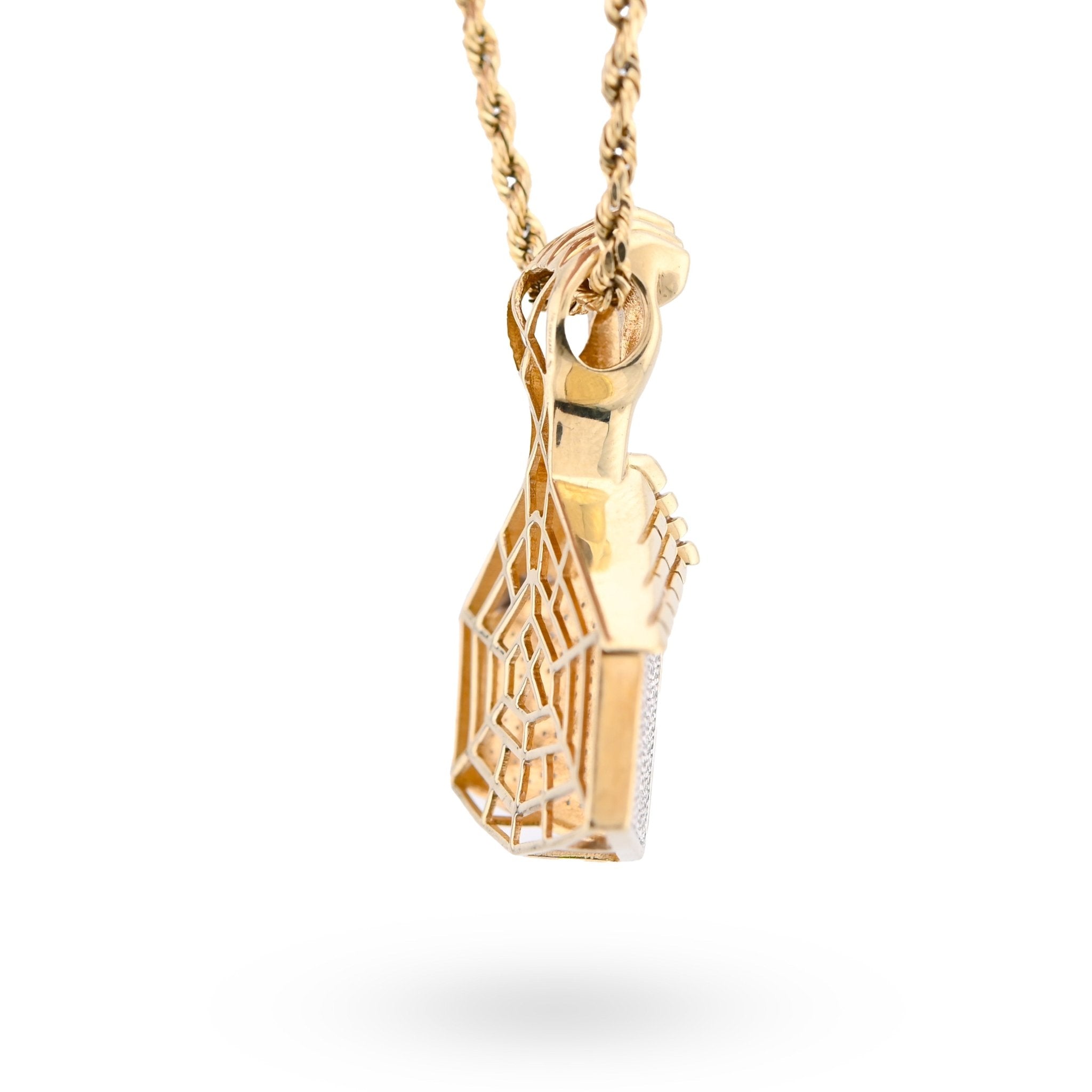 10K Yellow Gold House Shape Pendant Close Fist 1.10CT Natural Diamond Men Women Charm - Elite Jewelers - Charms & Pendants