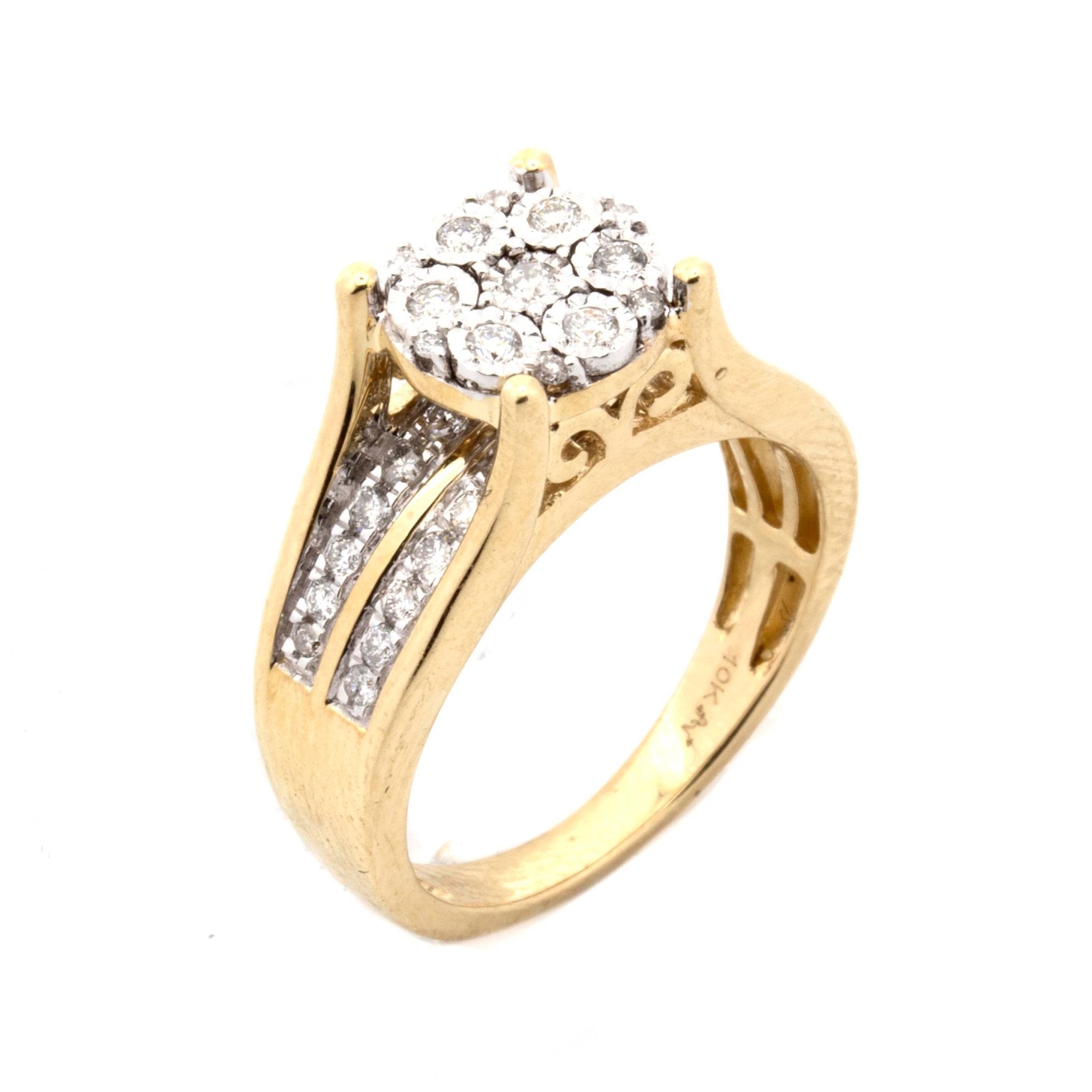 10K Yellow Gold Illusion Top Engagement 0.50CT Diamond Ring - Elite Jewelers - Rings