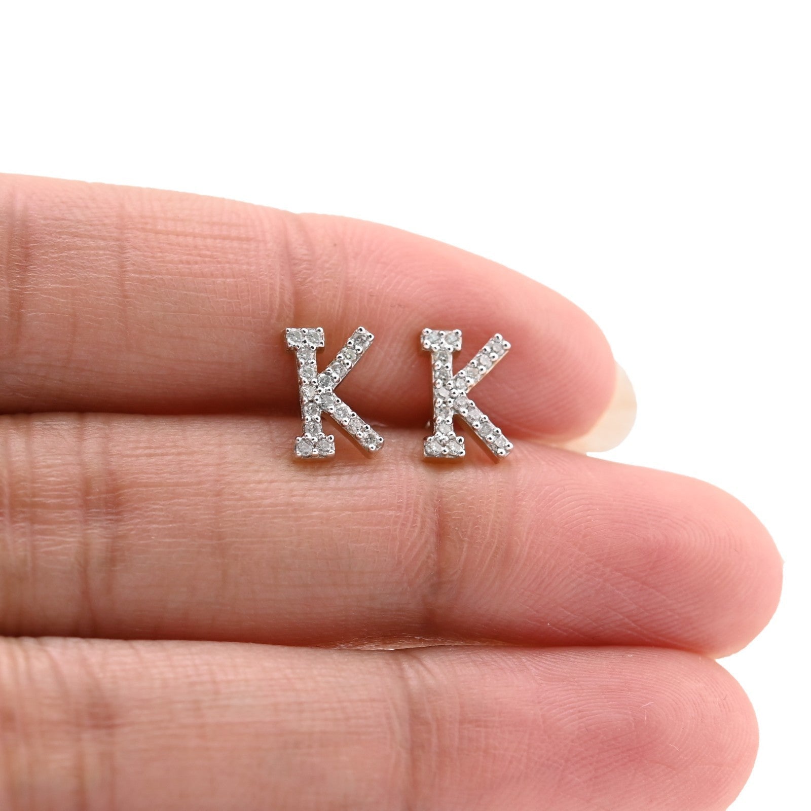 10k Yellow Gold Initial "K" 0.28CTW Natural Diamond Studs Alphabet 1.12g Earring - Elite Jewelers - Earrings