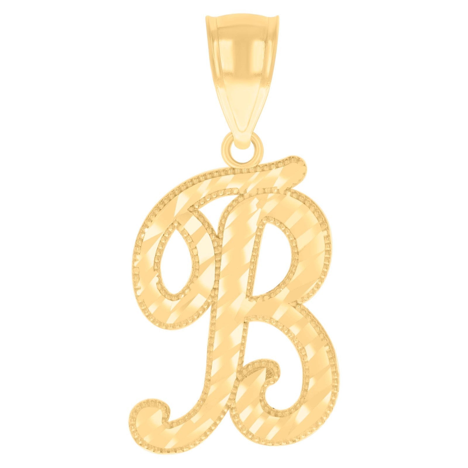 10k Yellow Gold Initial Letter "B" Pendant 1.1g Script Alphabet Unisex Charm - Elite Jewelers - Charms & Pendants