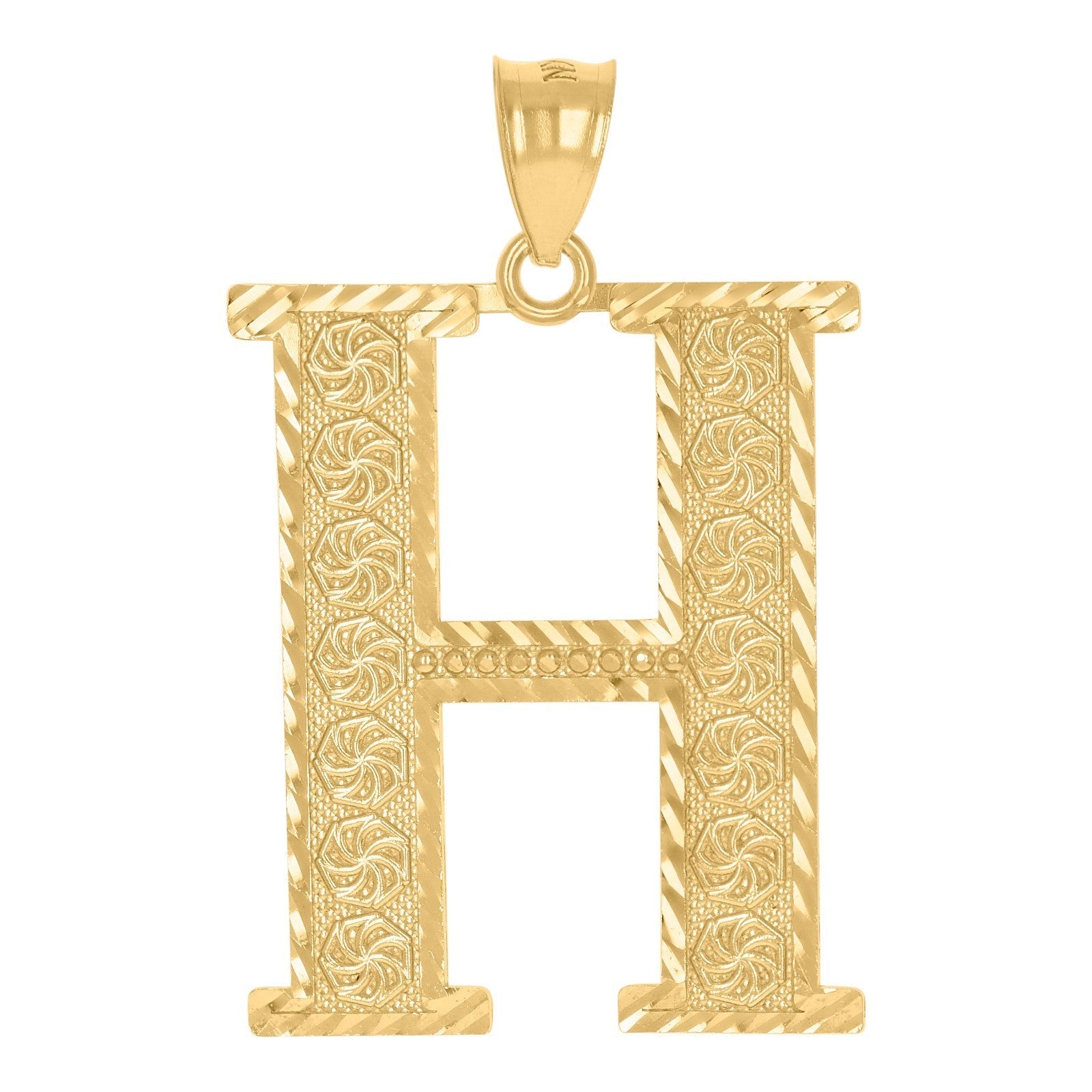 10k Yellow Gold Initial Letter "H" Pendant 4g Alphabet Unisex Charm - Elite Jewelers - Charms & Pendants
