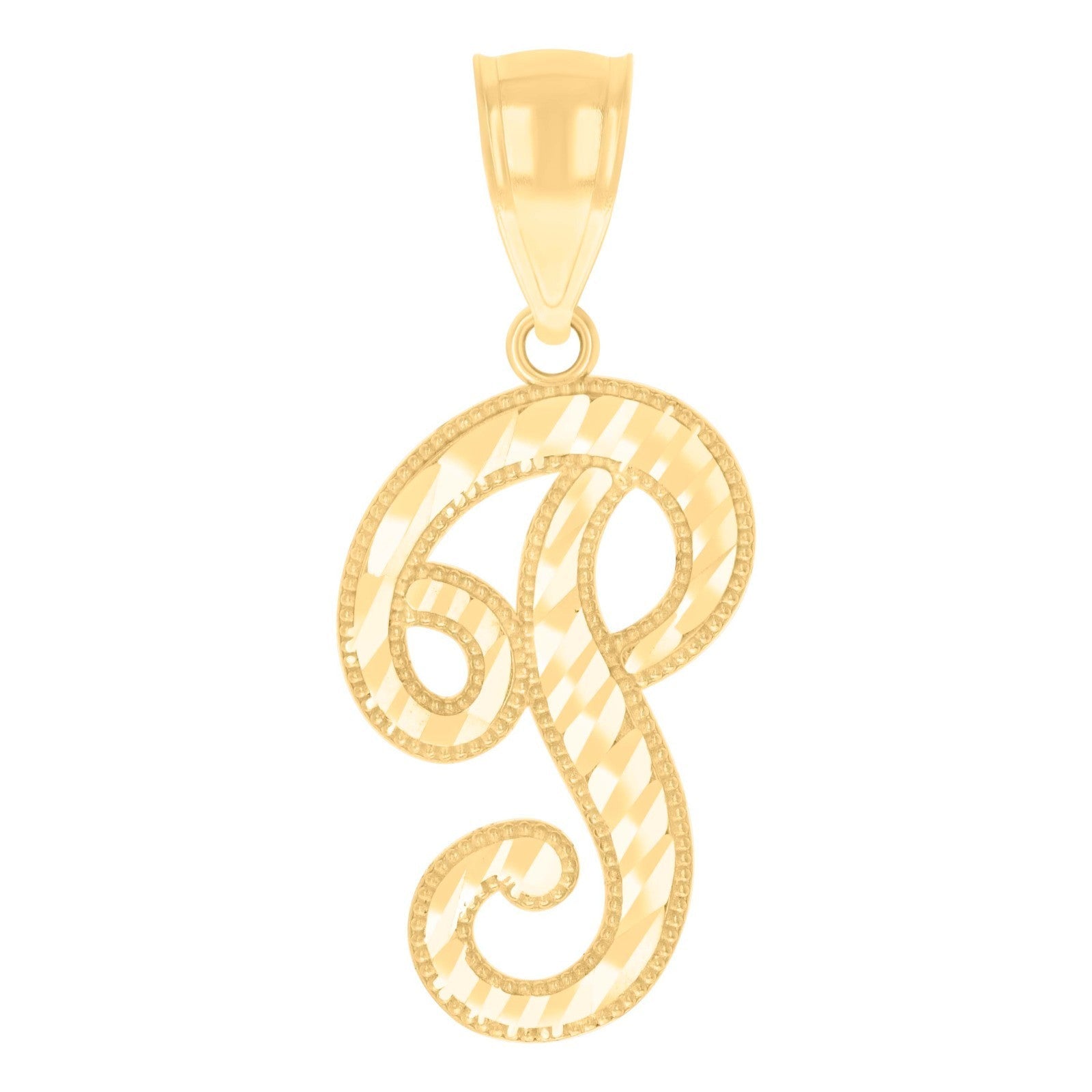 10k Yellow Gold Initial Letter "P" Pendant 1g Script Alphabet Unisex Charm - Elite Jewelers - Charms & Pendants