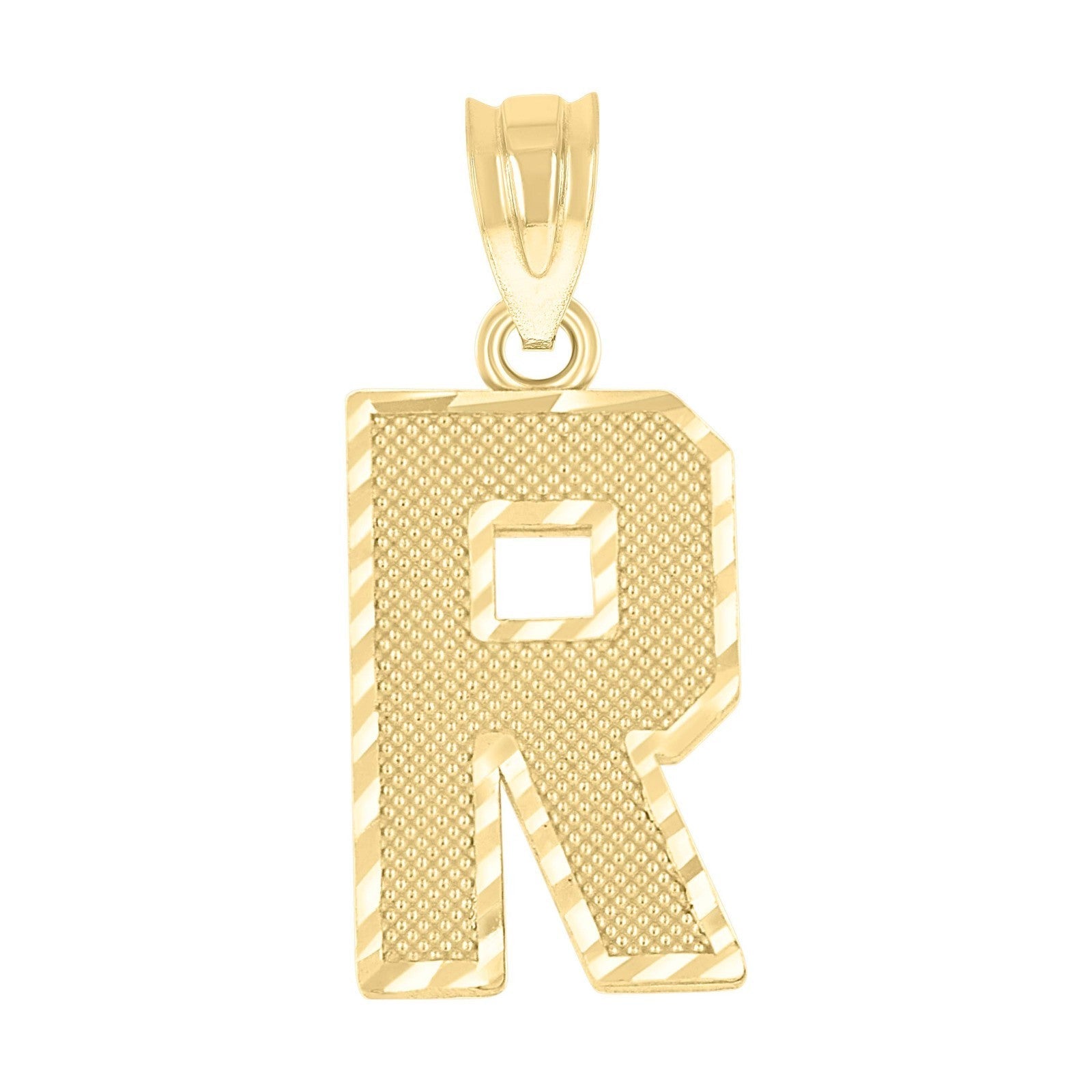 10k Yellow Gold Initial Letter "R" Pendant 1g Alphabet Unisex Charm - Elite Jewelers - Charms & Pendants