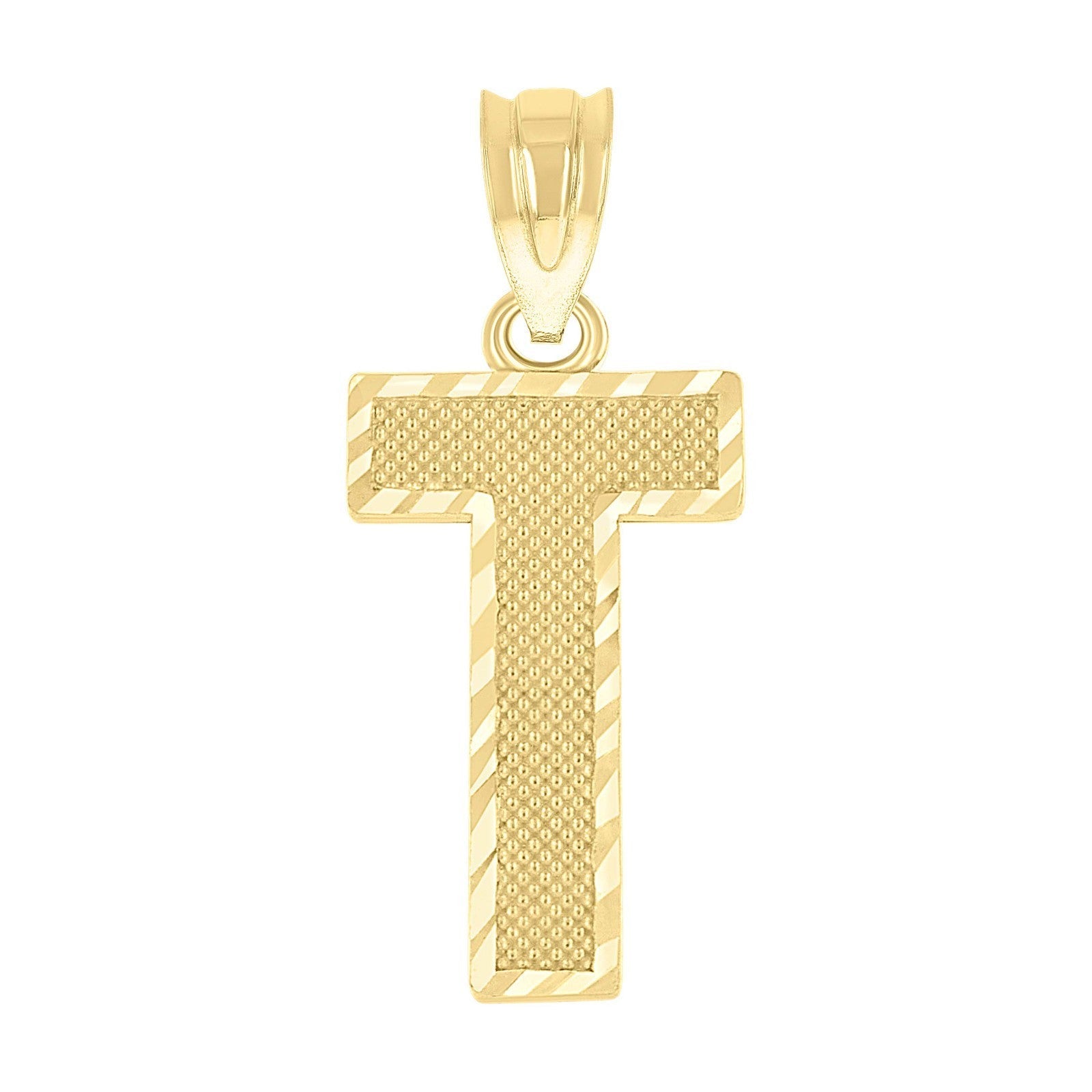 10k Yellow Gold Initial Letter "T" Pendant 0.8g Alphabet Unisex Charm - Elite Jewelers - Charms & Pendants