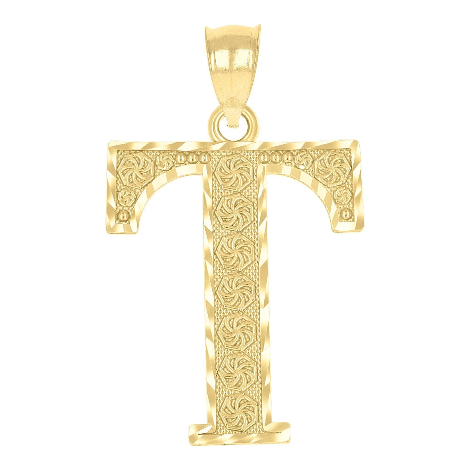 10k Yellow Gold Initial Letter "T" Pendant 2g Alphabet Unisex Charm - Elite Jewelers - Charms & Pendants